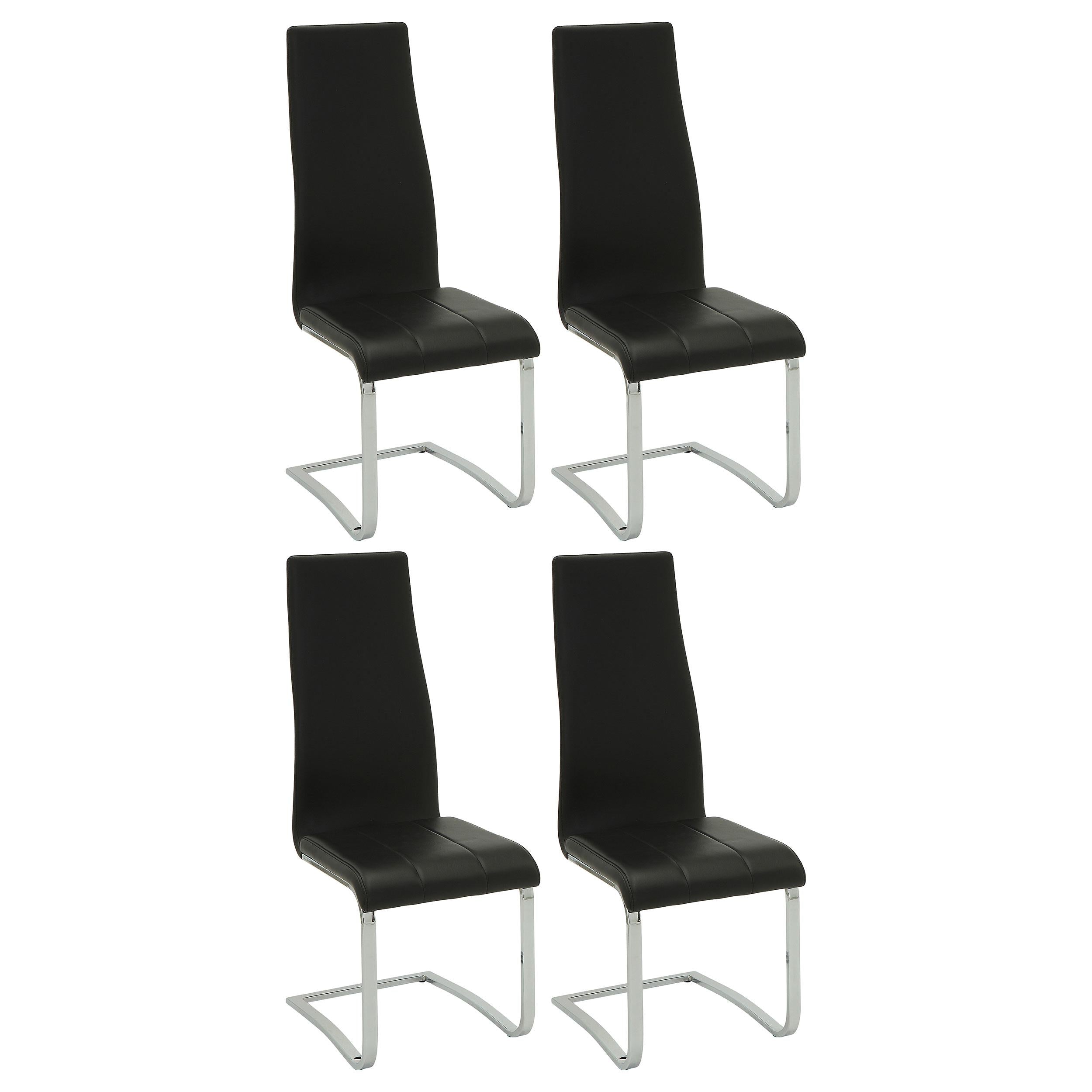Montclair High Back Dining Chairs Black and Chrome (Set of 4) - Romeo & Juliet Furniture (Warren,MI)