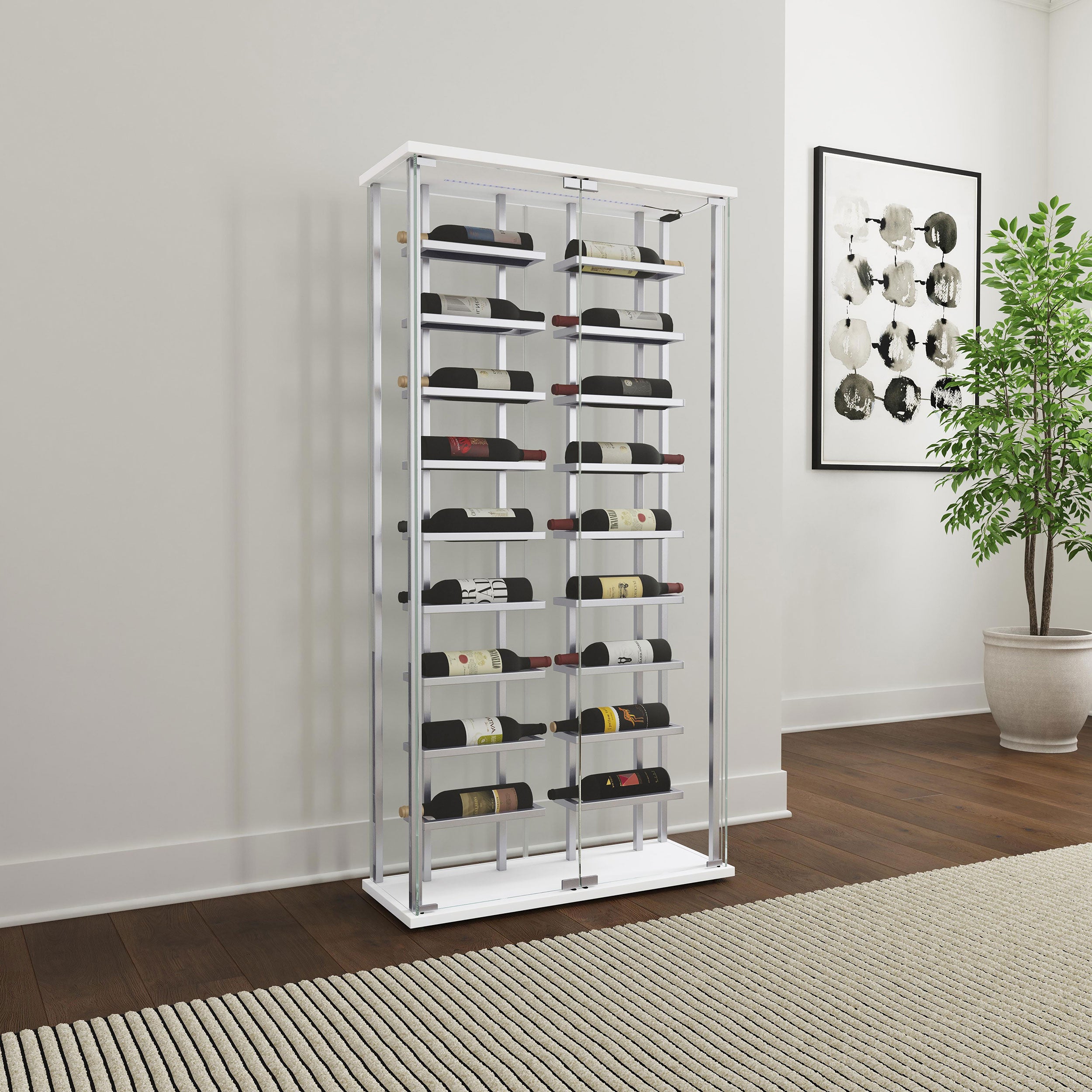 Montara Wine Cabinet with LED Lighting - Romeo & Juliet Furniture (Warren,MI)