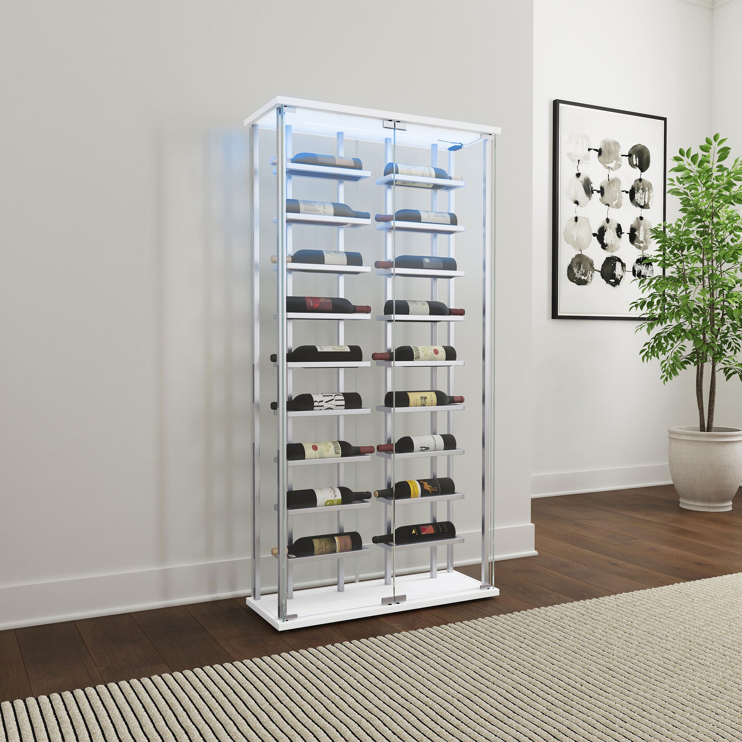 Montara Wine Cabinet with LED Lighting - Romeo & Juliet Furniture (Warren,MI)
