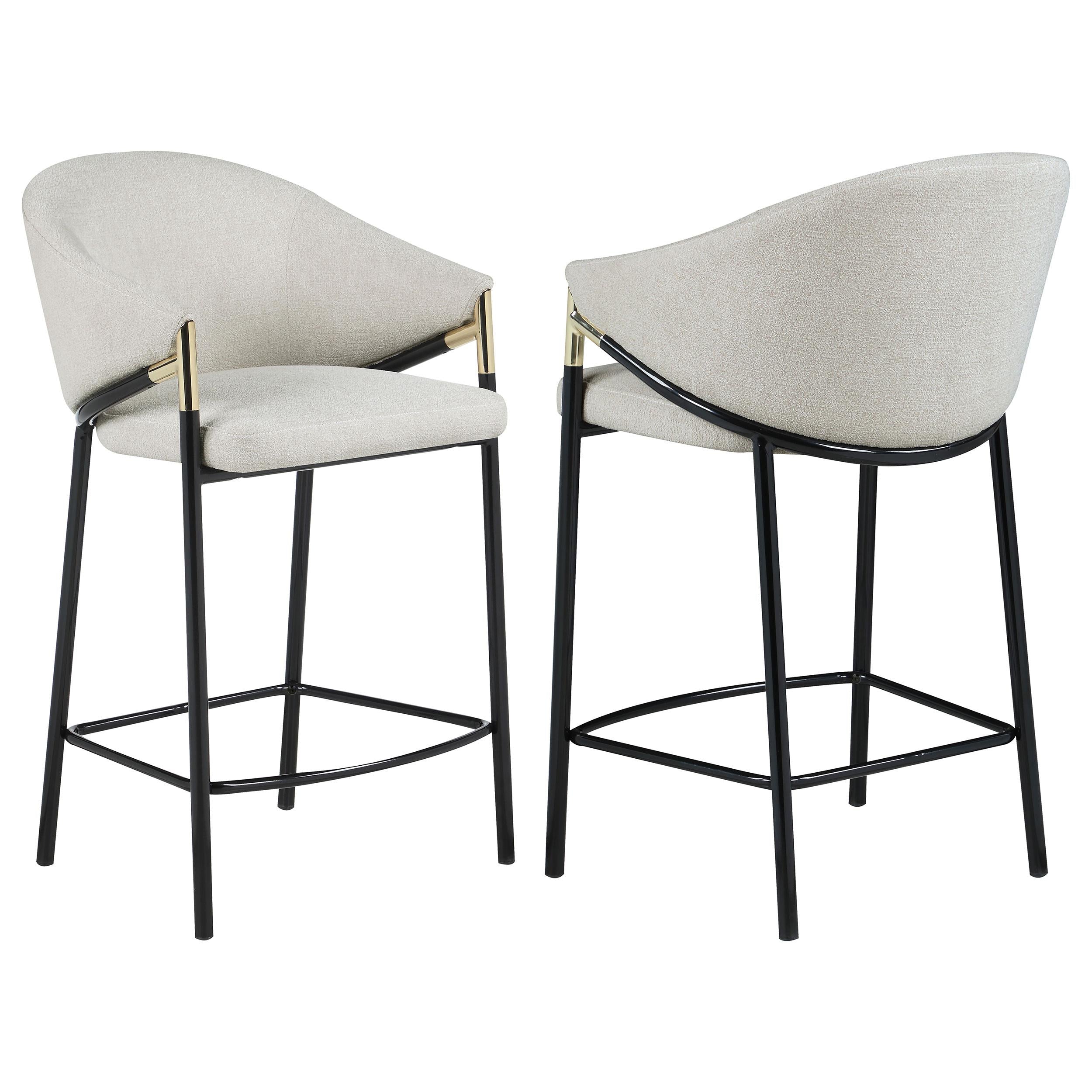 Chadwick Sloped Arm Counter Height Stools Beige and Glossy Black (Set of 2) image