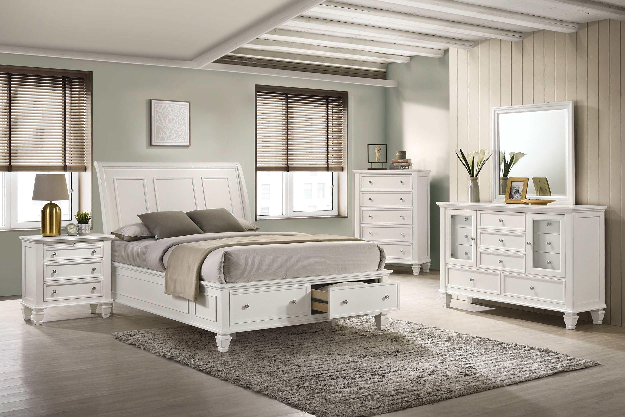 Sandy Beach Panel Platform Storage Bed - Romeo & Juliet Furniture (Warren,MI)