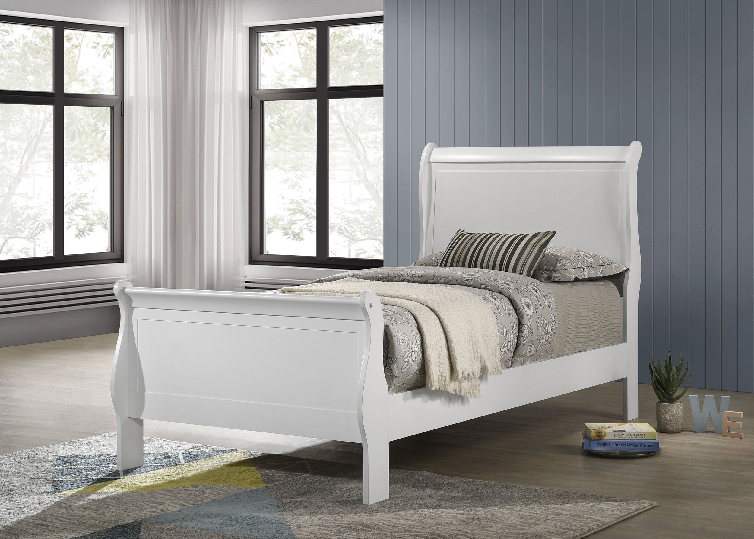 Louis Philippe Sleigh Panel Bed