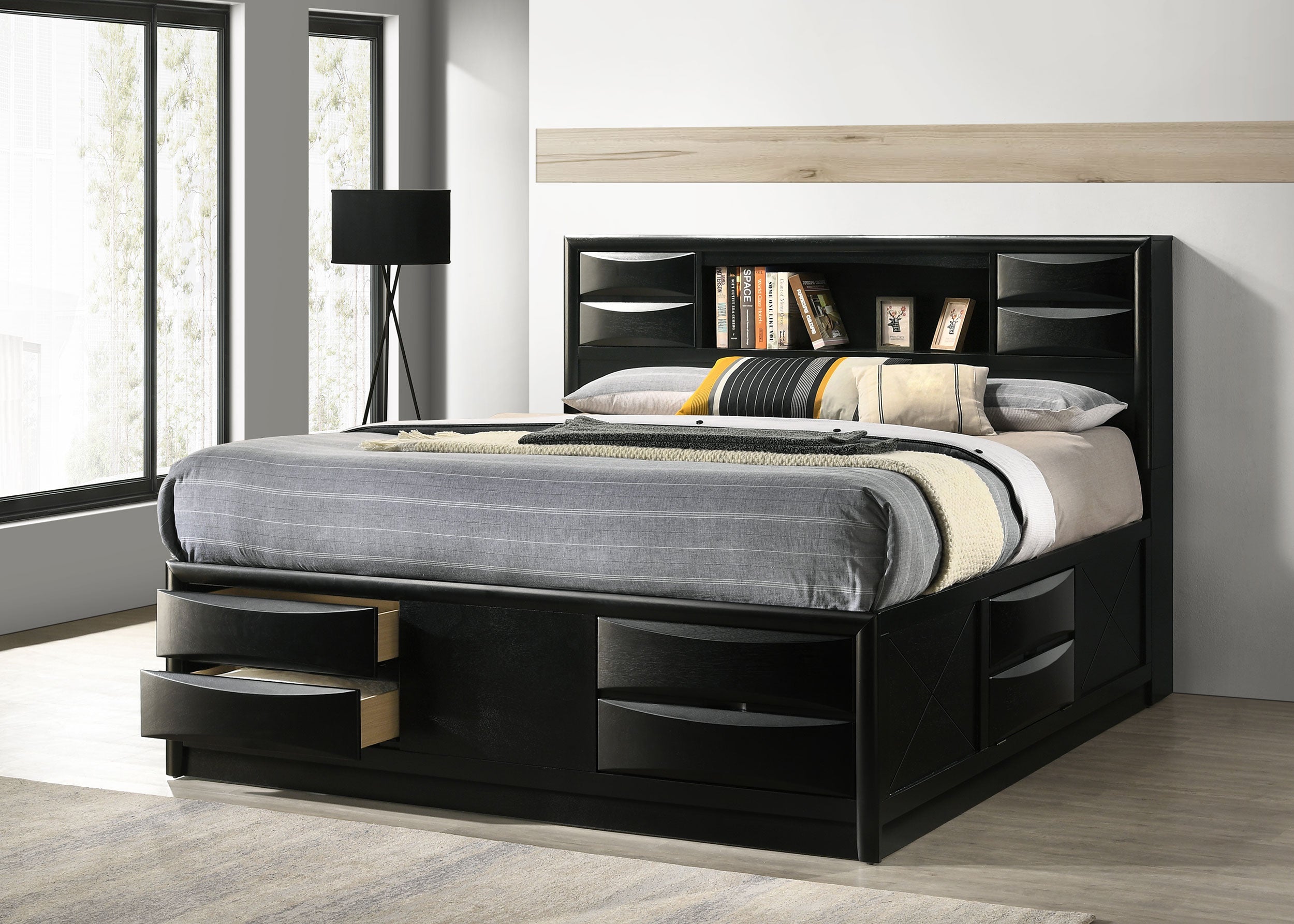 Briana Bookcase Platform Storage Bed - Romeo & Juliet Furniture (Warren,MI)