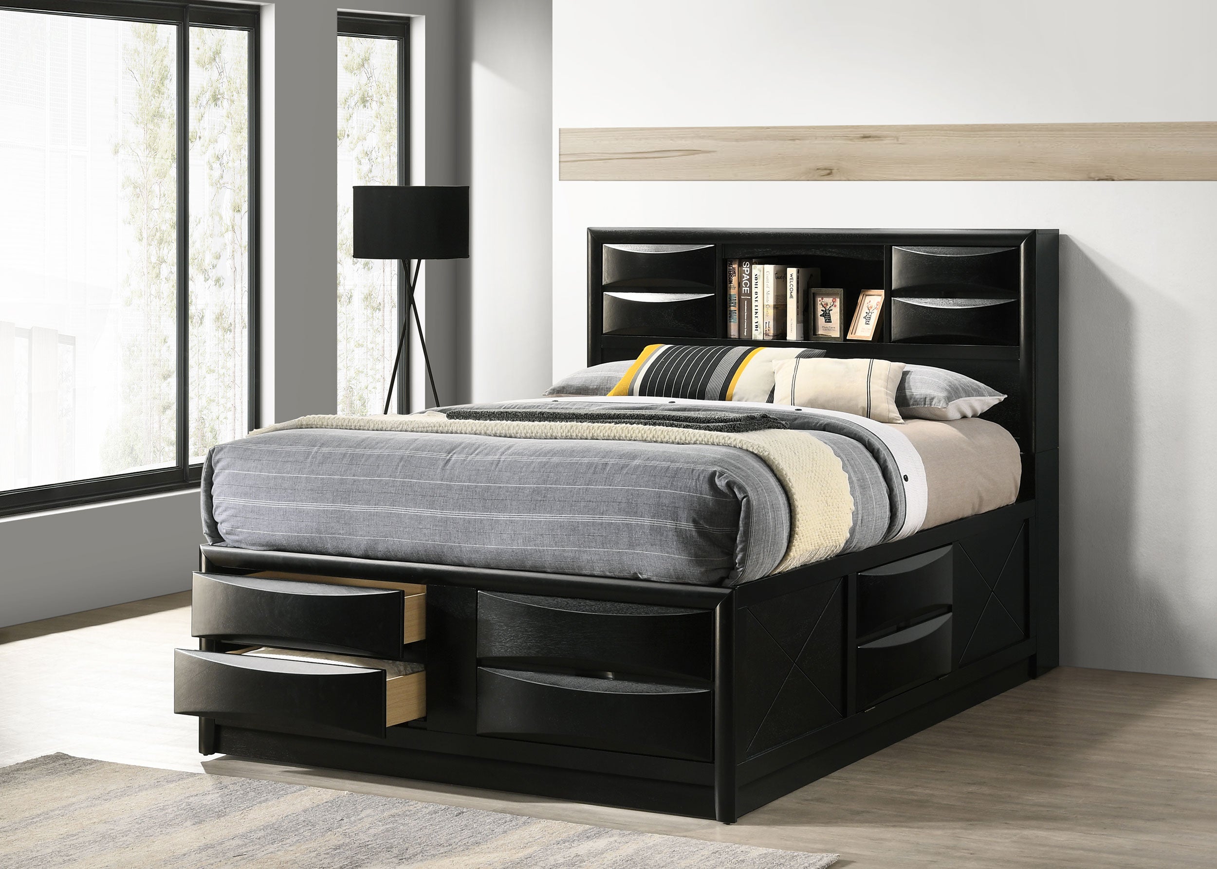 Briana Bookcase Platform Storage Bed - Romeo & Juliet Furniture (Warren,MI)