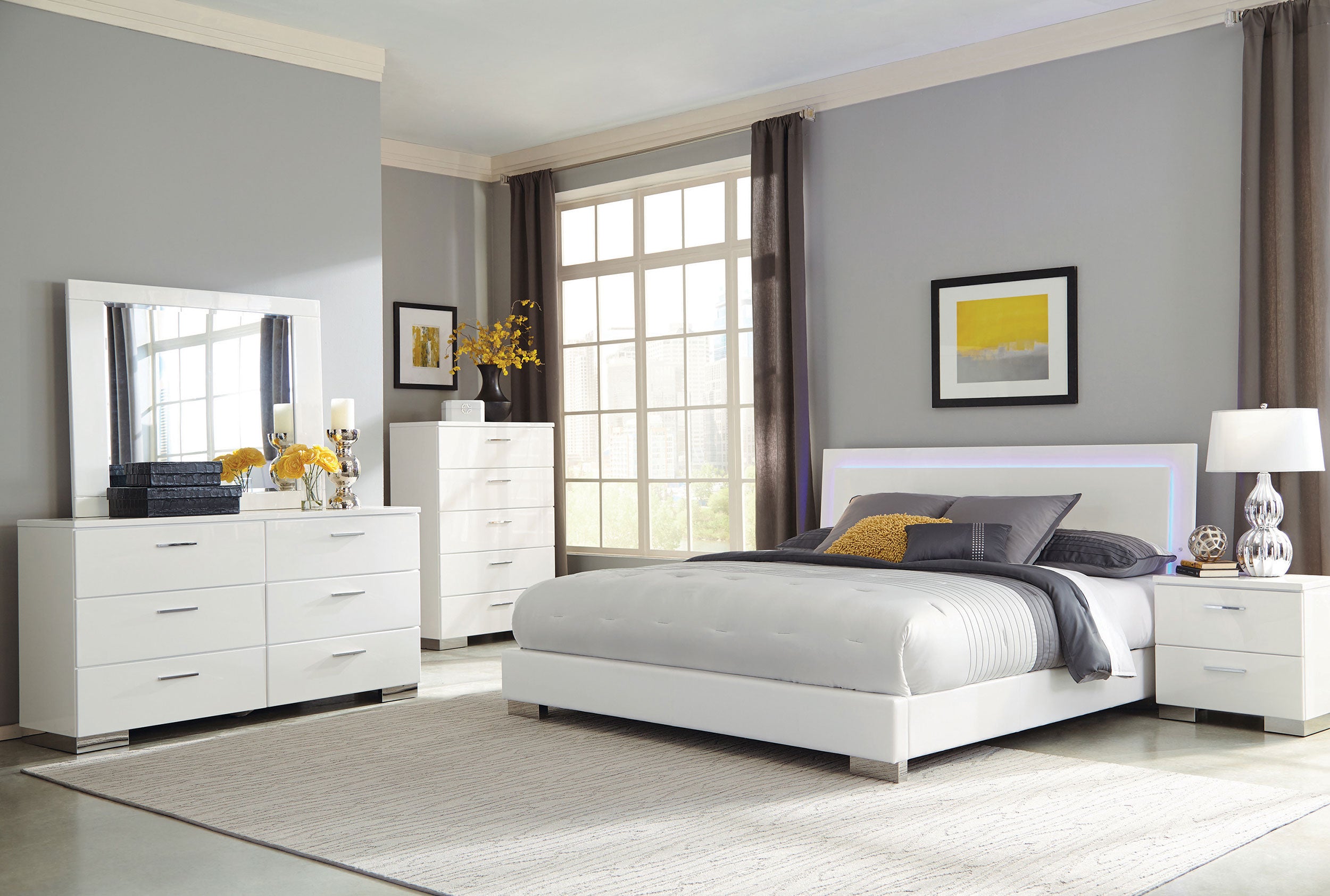 Felicity Panel Bed with LED Lighting