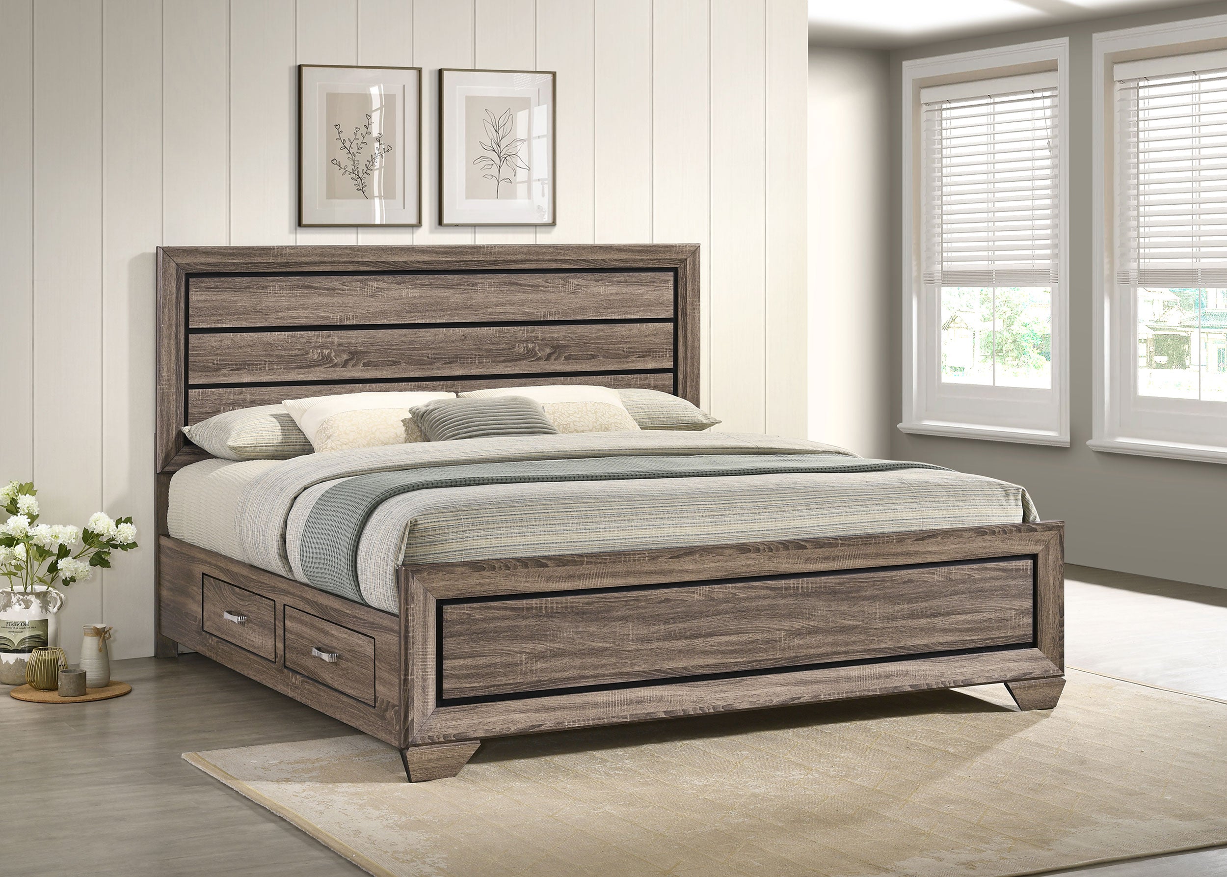 Kauffman Panel Platform Storage Bed - Romeo & Juliet Furniture (Warren,MI)