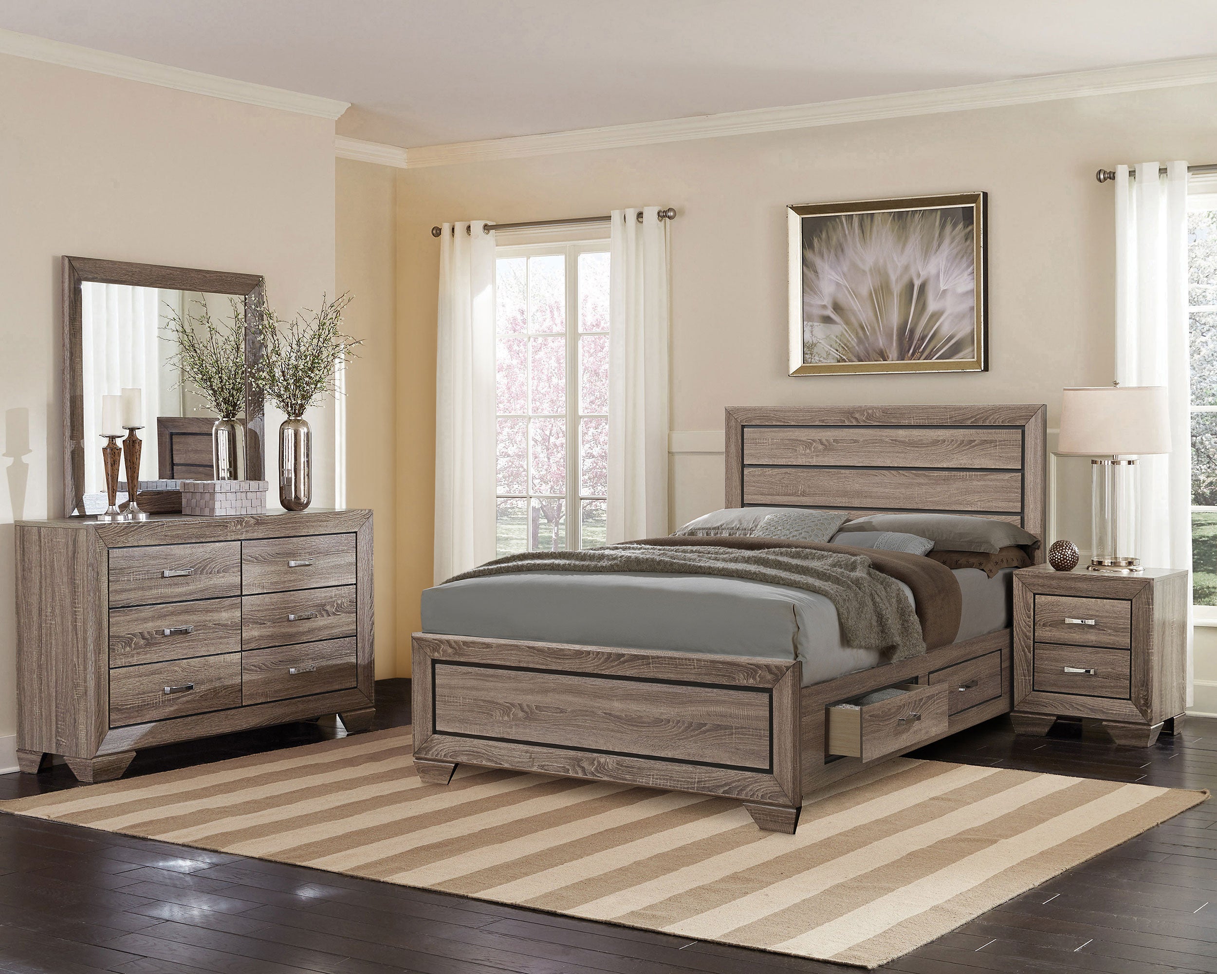 Kauffman Panel Platform Storage Bed - Romeo & Juliet Furniture (Warren,MI)