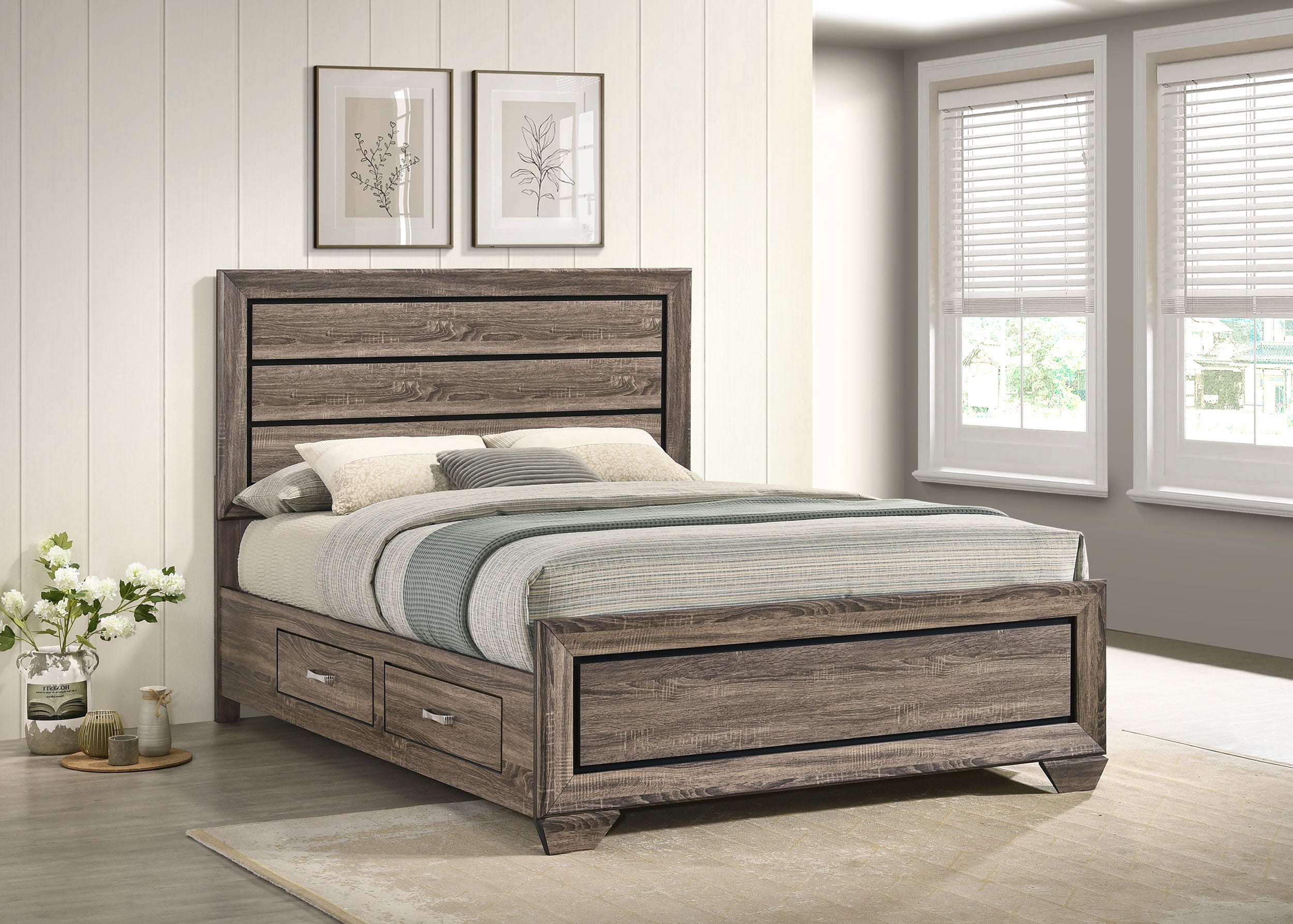Kauffman Panel Platform Storage Bed - Romeo & Juliet Furniture (Warren,MI)