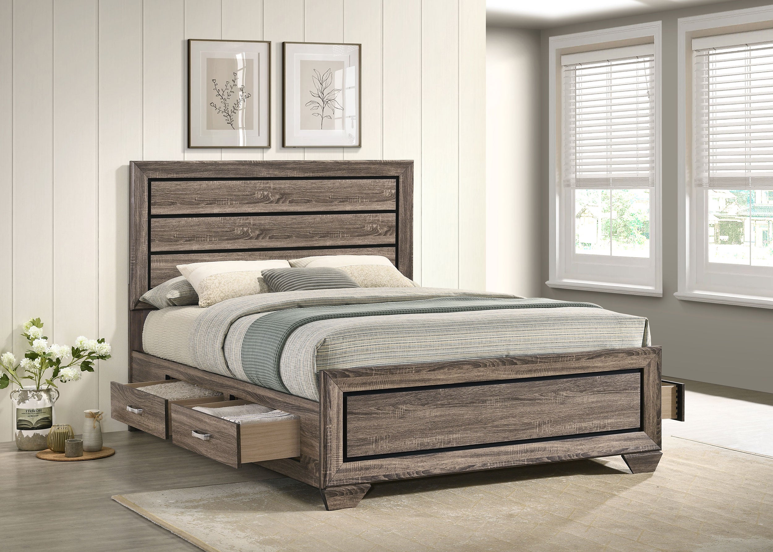 Kauffman Panel Platform Storage Bed - Romeo & Juliet Furniture (Warren,MI)