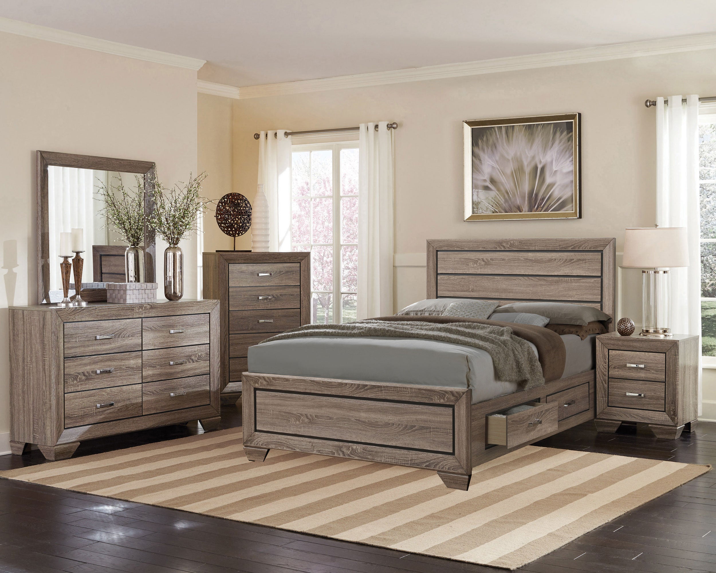 Kauffman Panel Platform Storage Bed - Romeo & Juliet Furniture (Warren,MI)