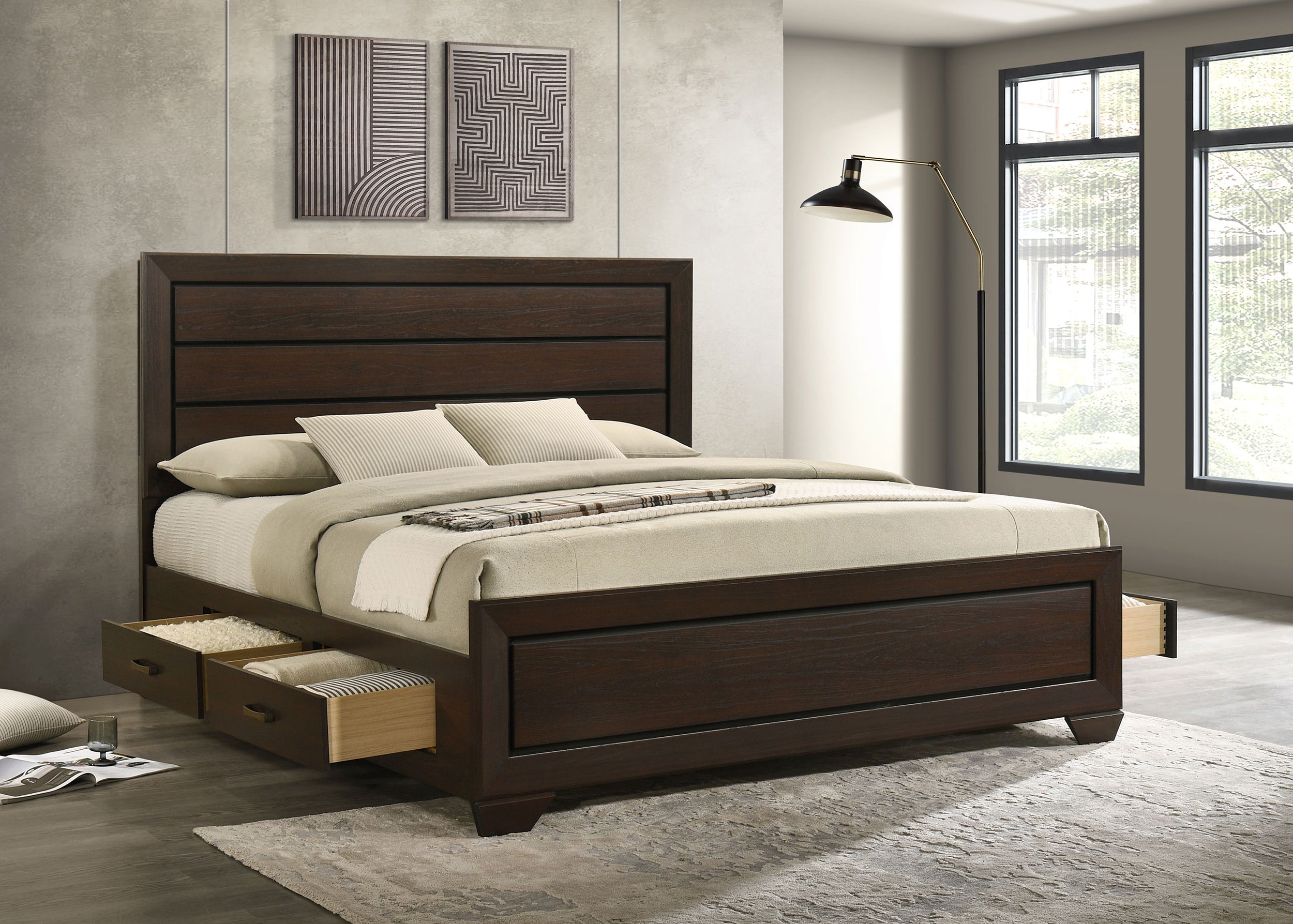 Kauffman Panel Platform Storage Bed - Romeo & Juliet Furniture (Warren,MI)