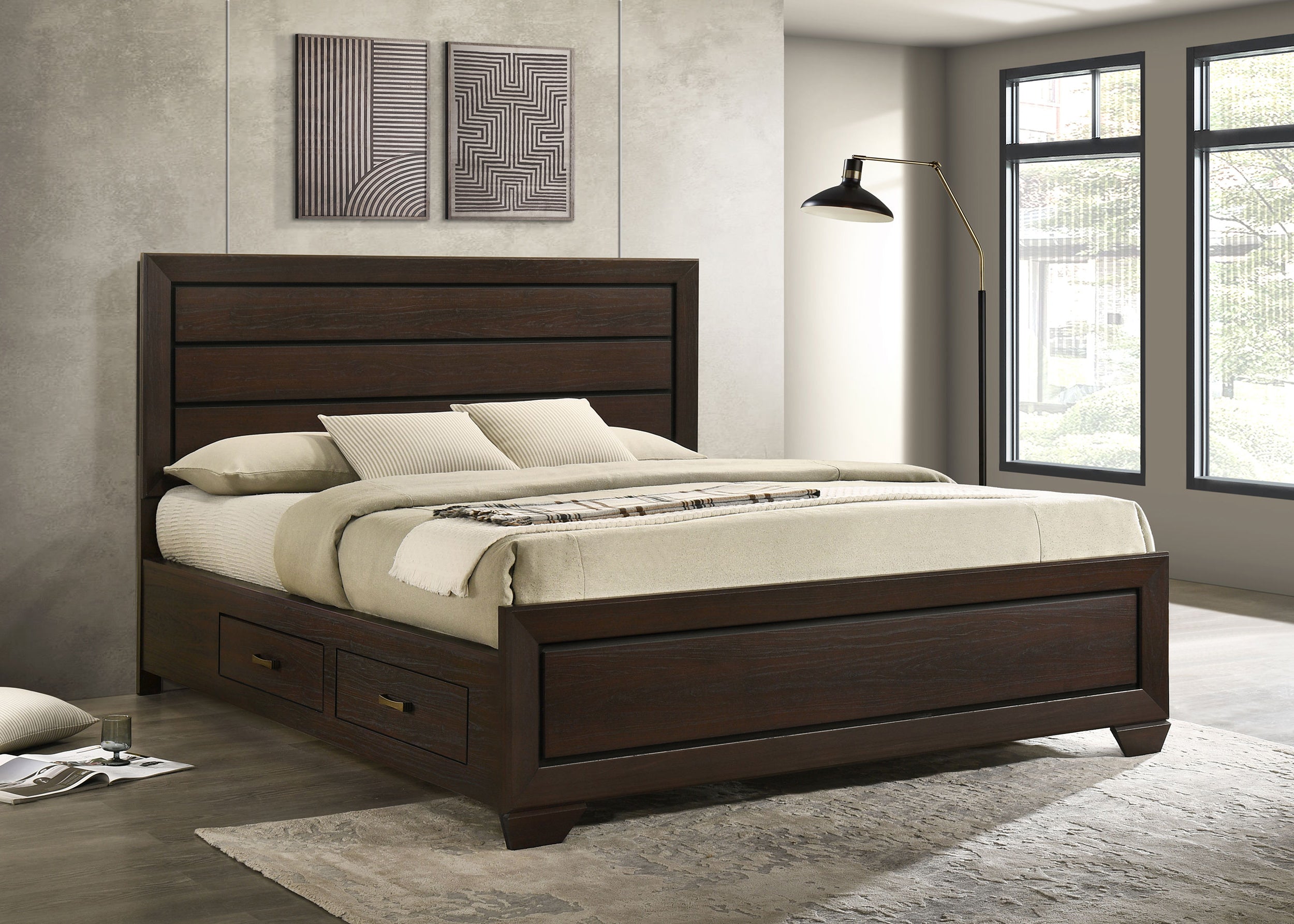 Kauffman Panel Platform Storage Bed - Romeo & Juliet Furniture (Warren,MI)