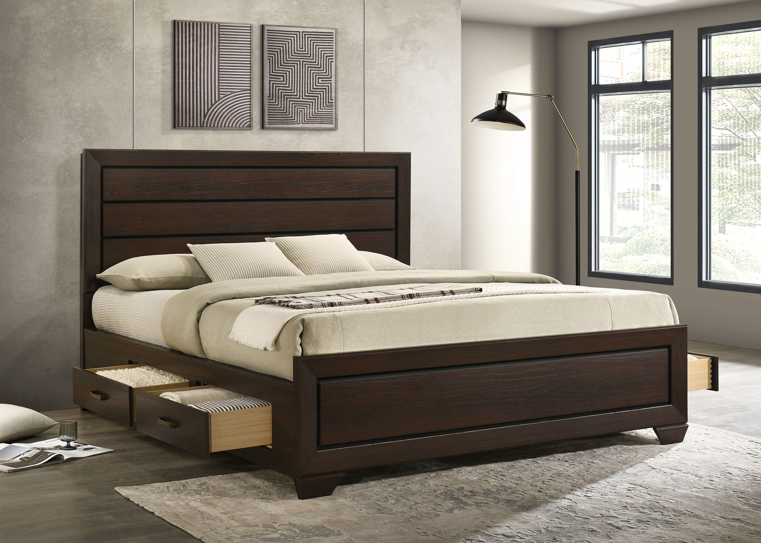 Kauffman Panel Platform Storage Bed - Romeo & Juliet Furniture (Warren,MI)