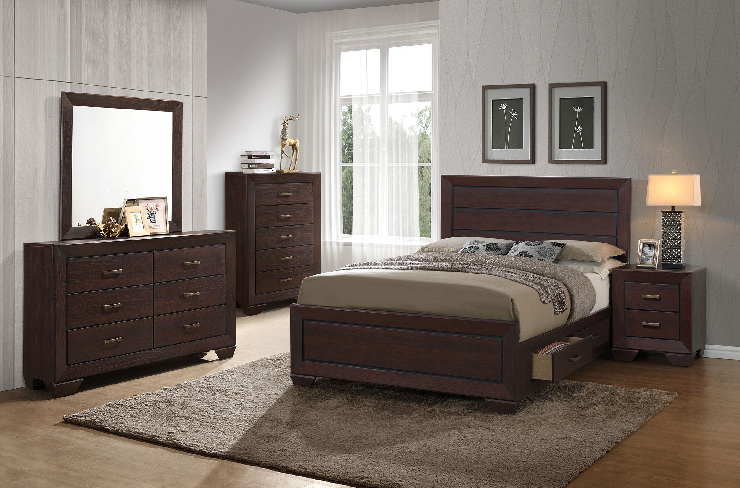 Kauffman Panel Platform Storage Bed - Romeo & Juliet Furniture (Warren,MI)
