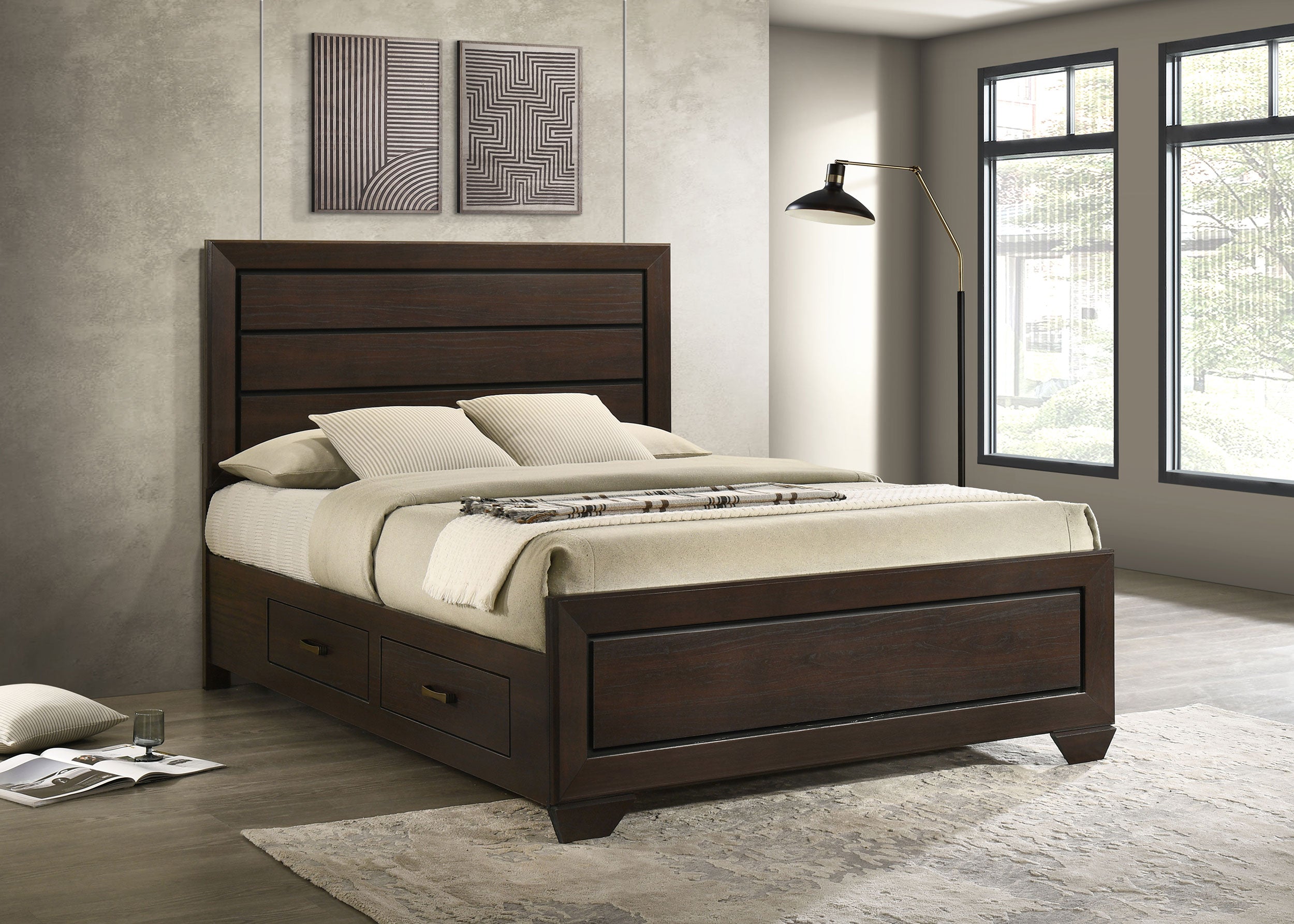 Kauffman Panel Platform Storage Bed - Romeo & Juliet Furniture (Warren,MI)