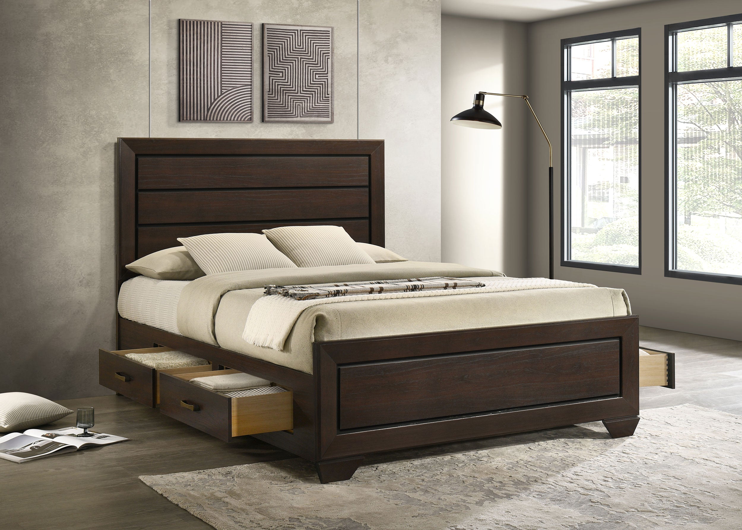 Kauffman Panel Platform Storage Bed - Romeo & Juliet Furniture (Warren,MI)