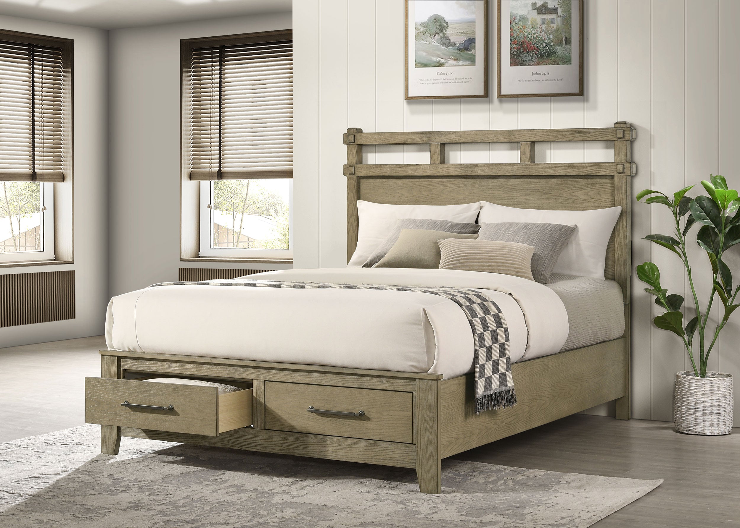 Hazlewood Panel Platform Storage Bed - Romeo & Juliet Furniture (Warren,MI)
