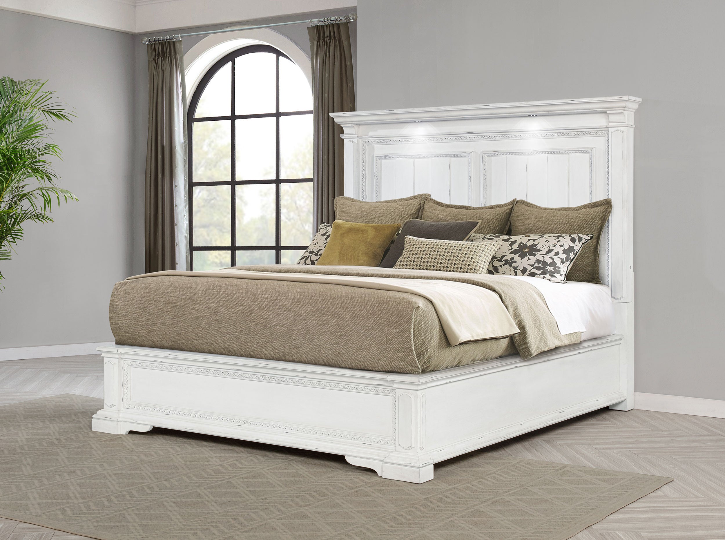 McKinney Panel Bed with LED Lighting - Romeo & Juliet Furniture (Warren,MI)