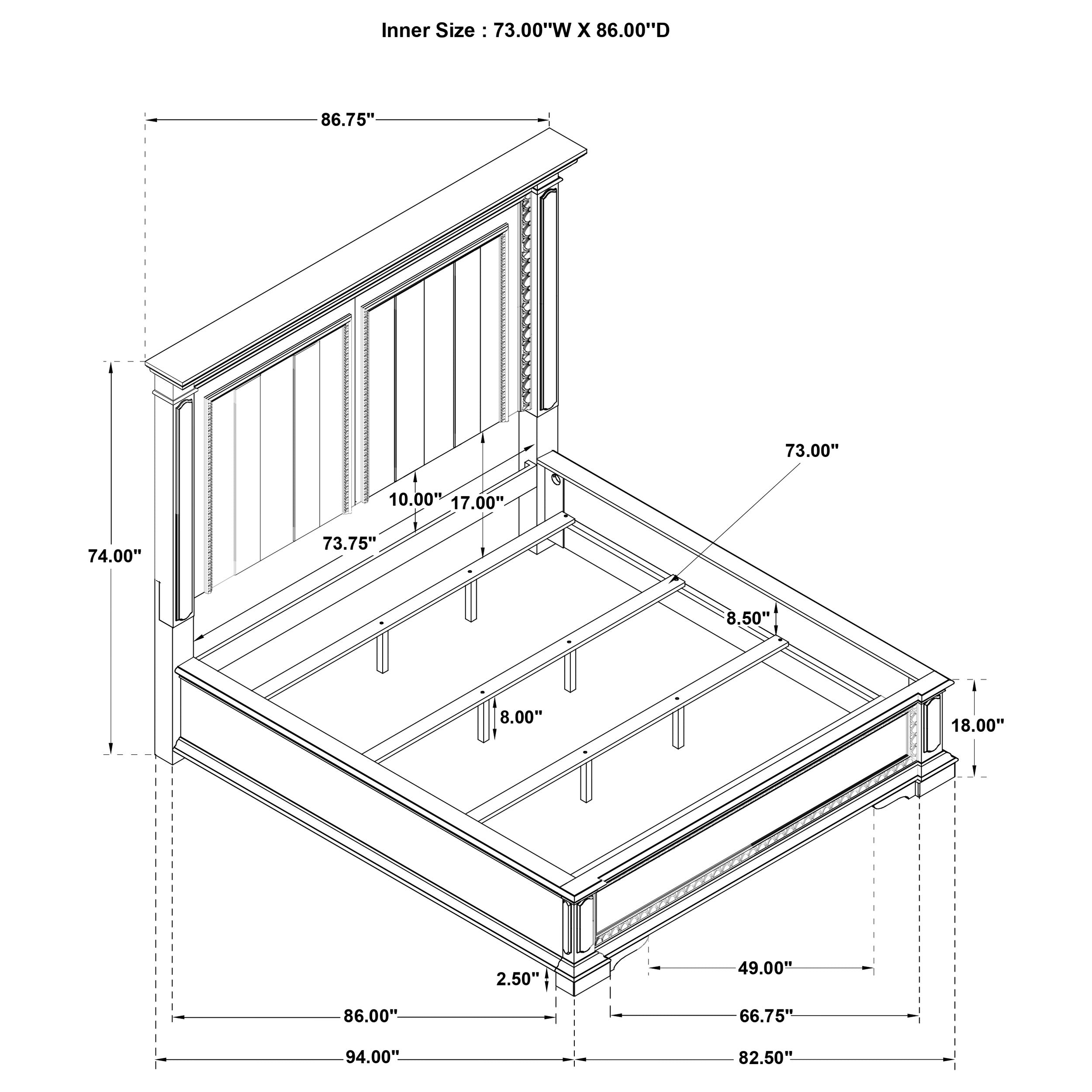 McKinney Panel Bed with LED Lighting - Romeo & Juliet Furniture (Warren,MI)