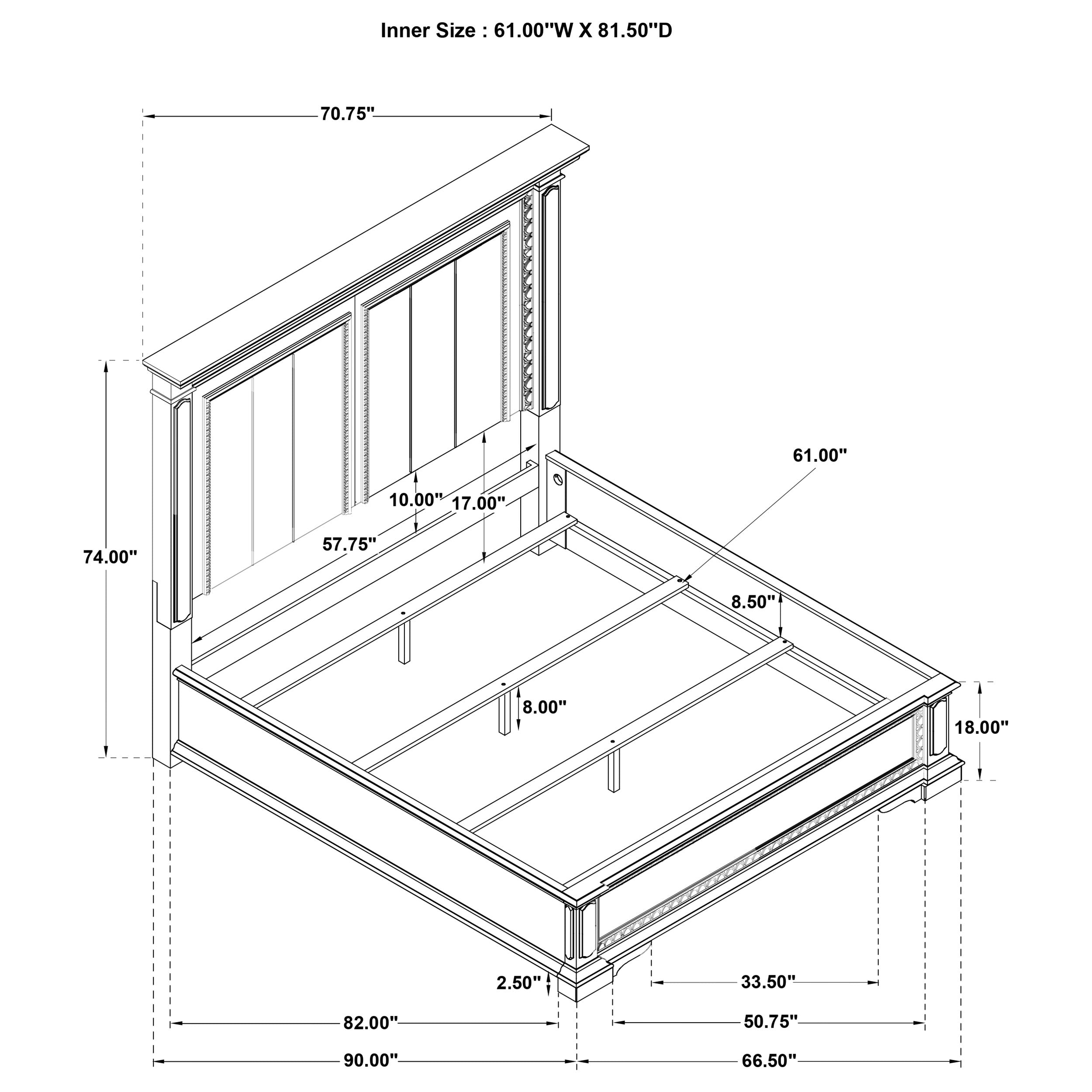 McKinney Panel Bed with LED Lighting - Romeo & Juliet Furniture (Warren,MI)