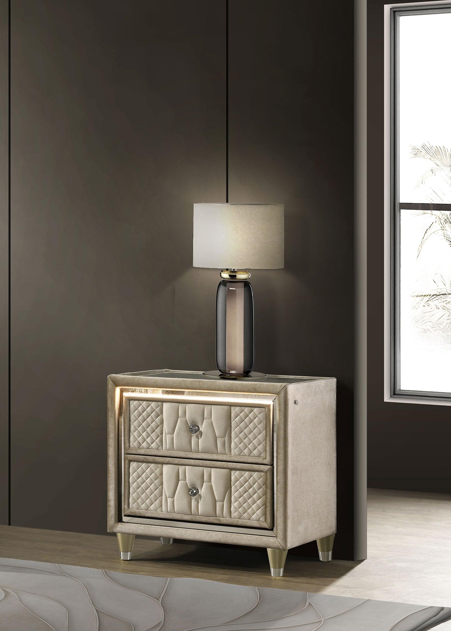 Lorient Nightstand with LED Lighting - Romeo & Juliet Furniture (Warren,MI)