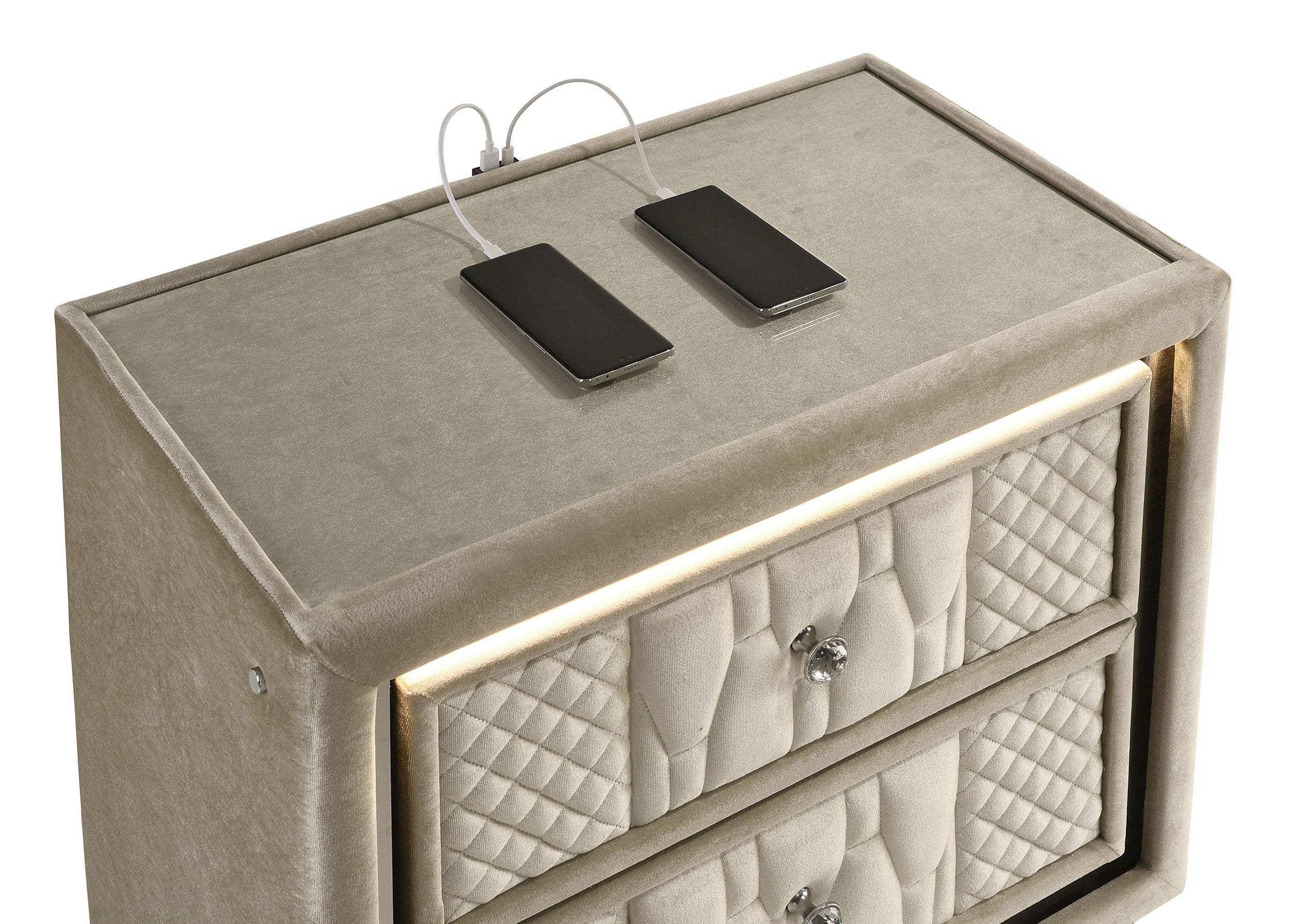 Lorient Nightstand with LED Lighting - Romeo & Juliet Furniture (Warren,MI)