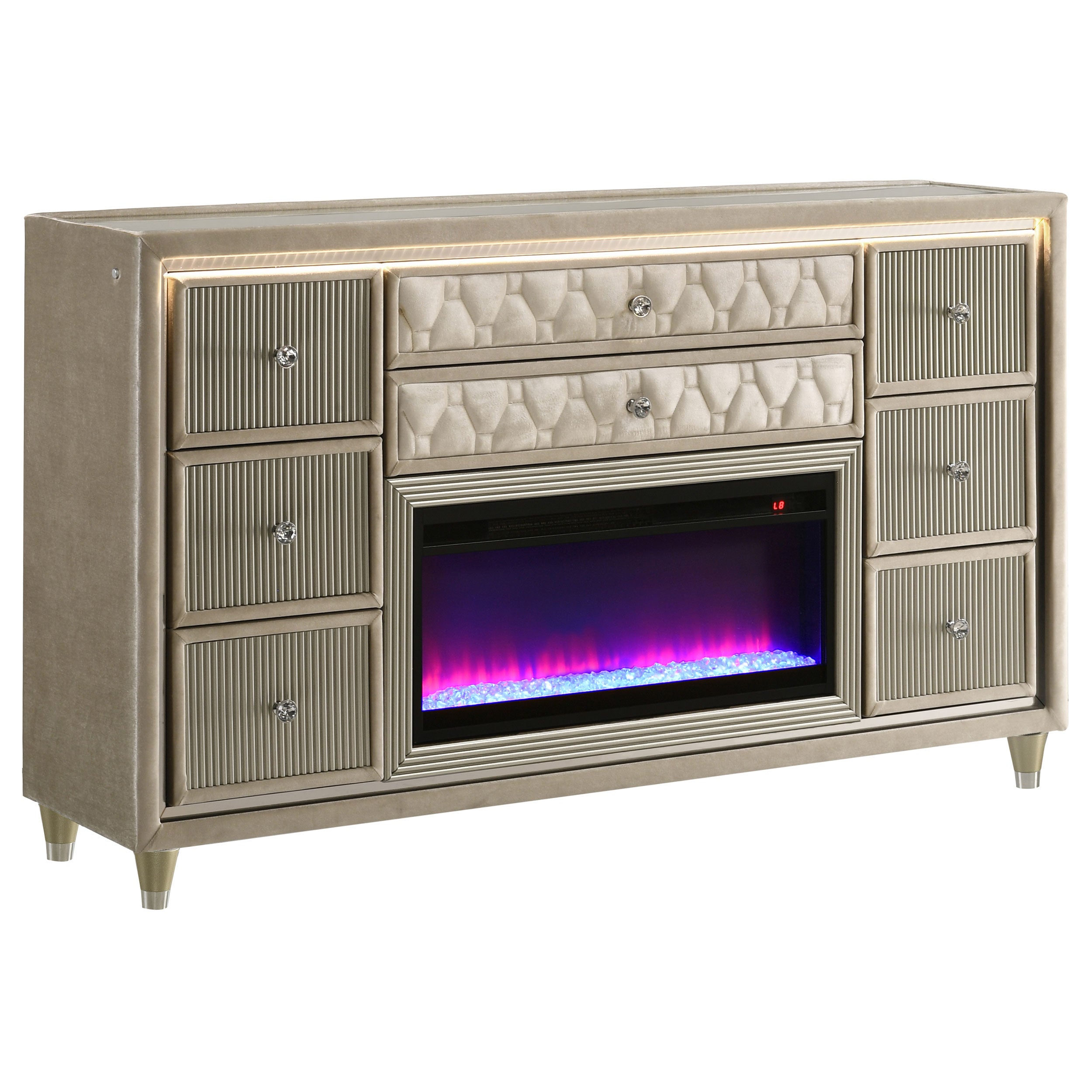 Lorient LED Dresser with Flame Visualizer - Romeo & Juliet Furniture (Warren,MI)