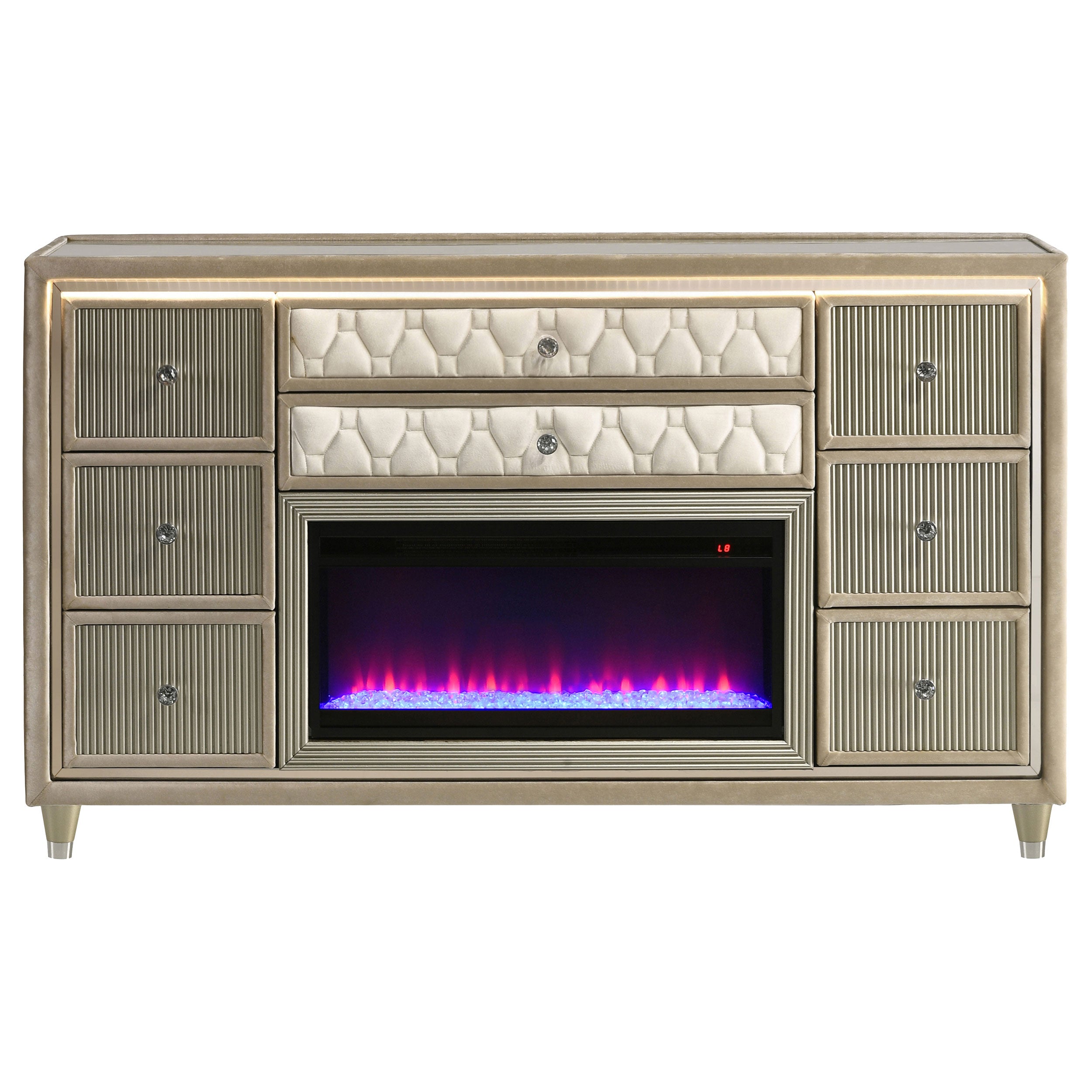 Lorient LED Dresser with Flame Visualizer - Romeo & Juliet Furniture (Warren,MI)