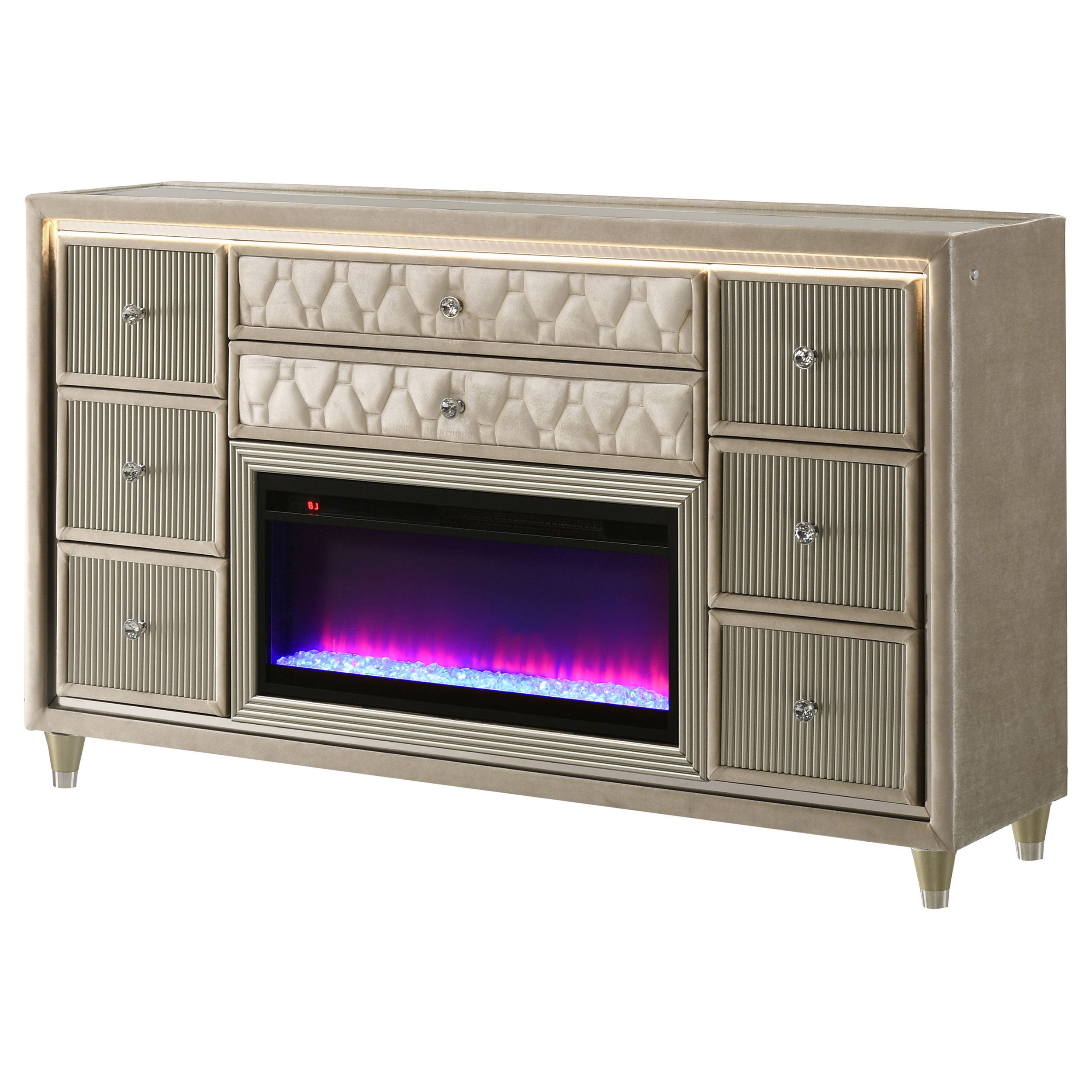 Lorient LED Dresser with Flame Visualizer - Romeo & Juliet Furniture (Warren,MI)
