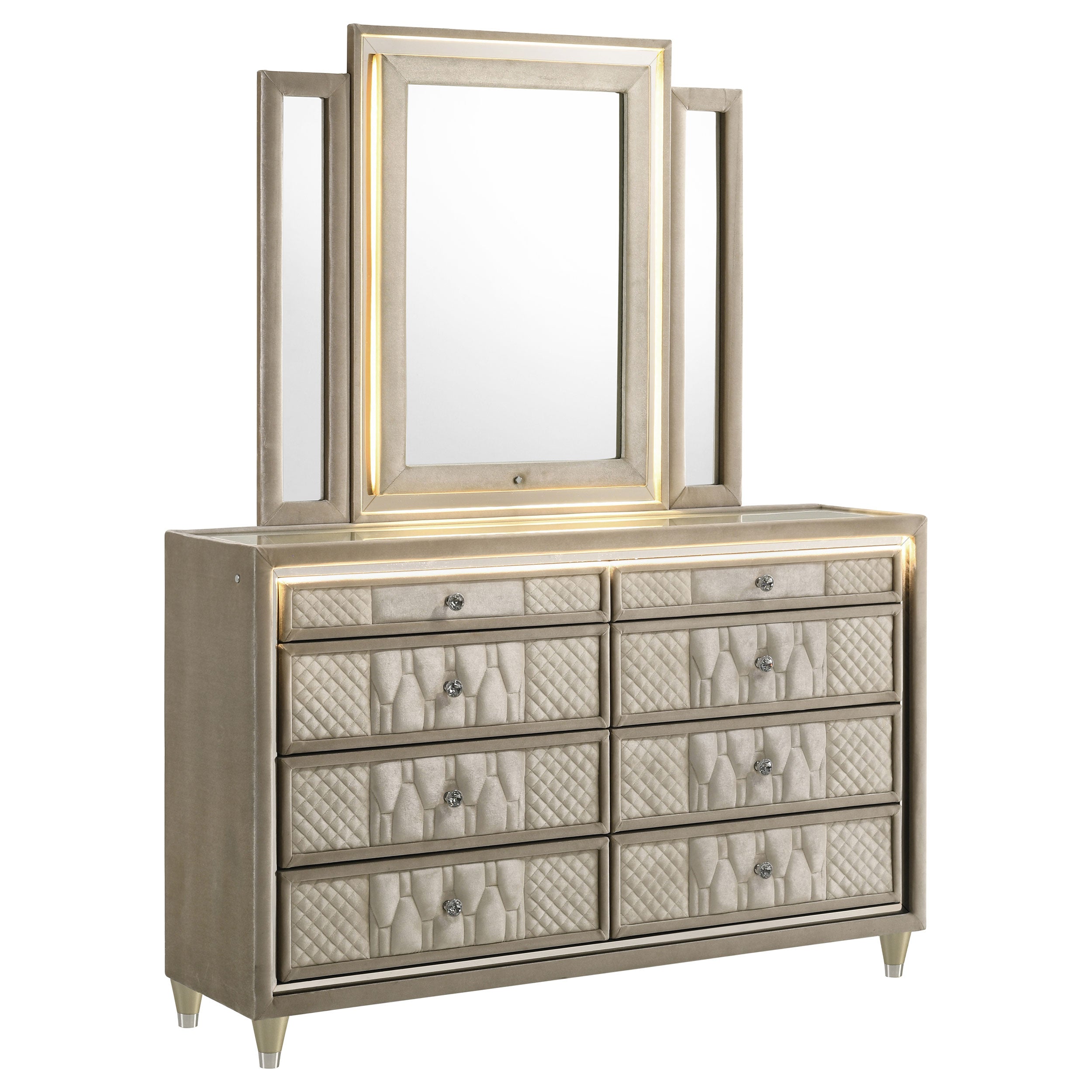 Lorient LED Dresser with LED Mirror - Romeo & Juliet Furniture (Warren,MI)