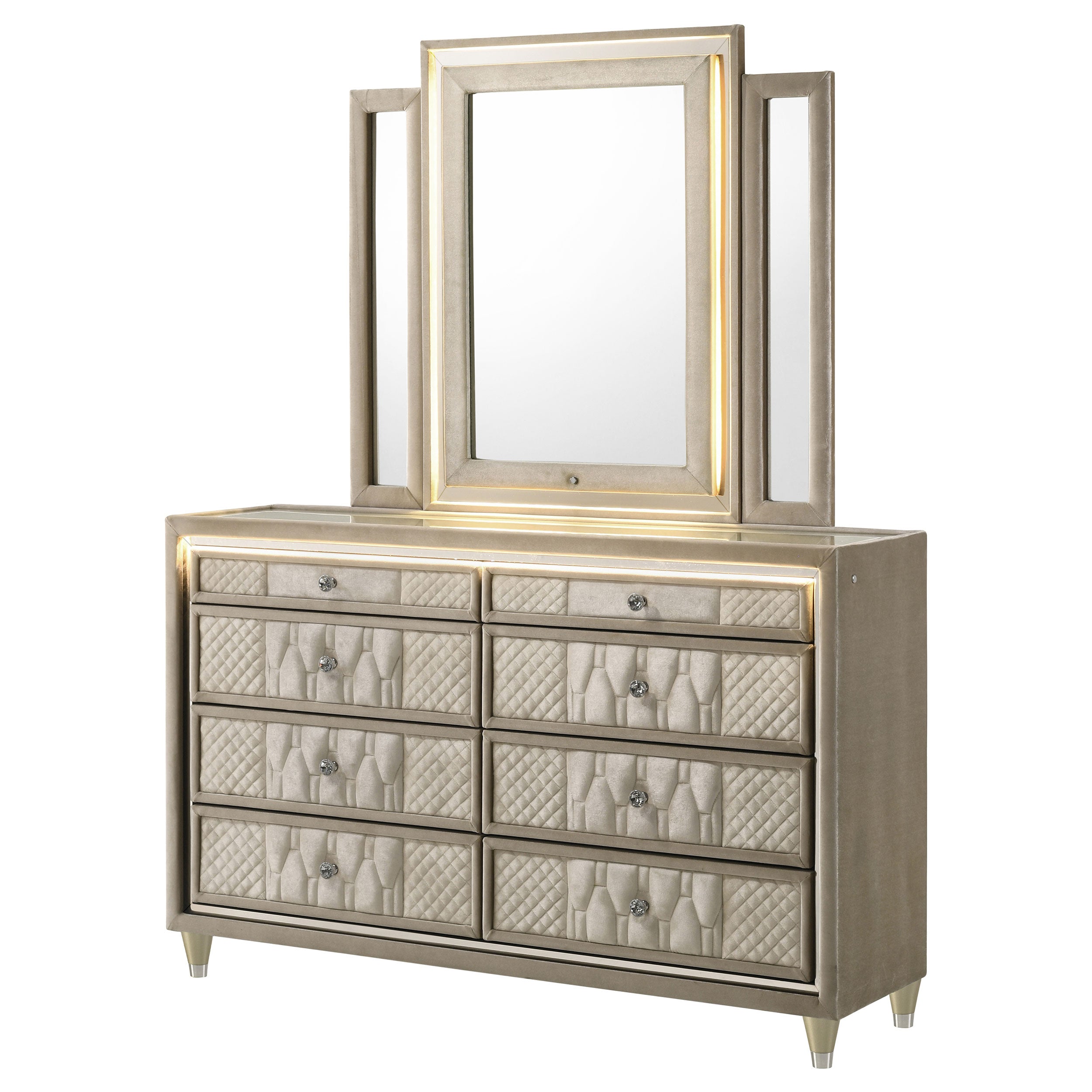Lorient LED Dresser with LED Mirror - Romeo & Juliet Furniture (Warren,MI)