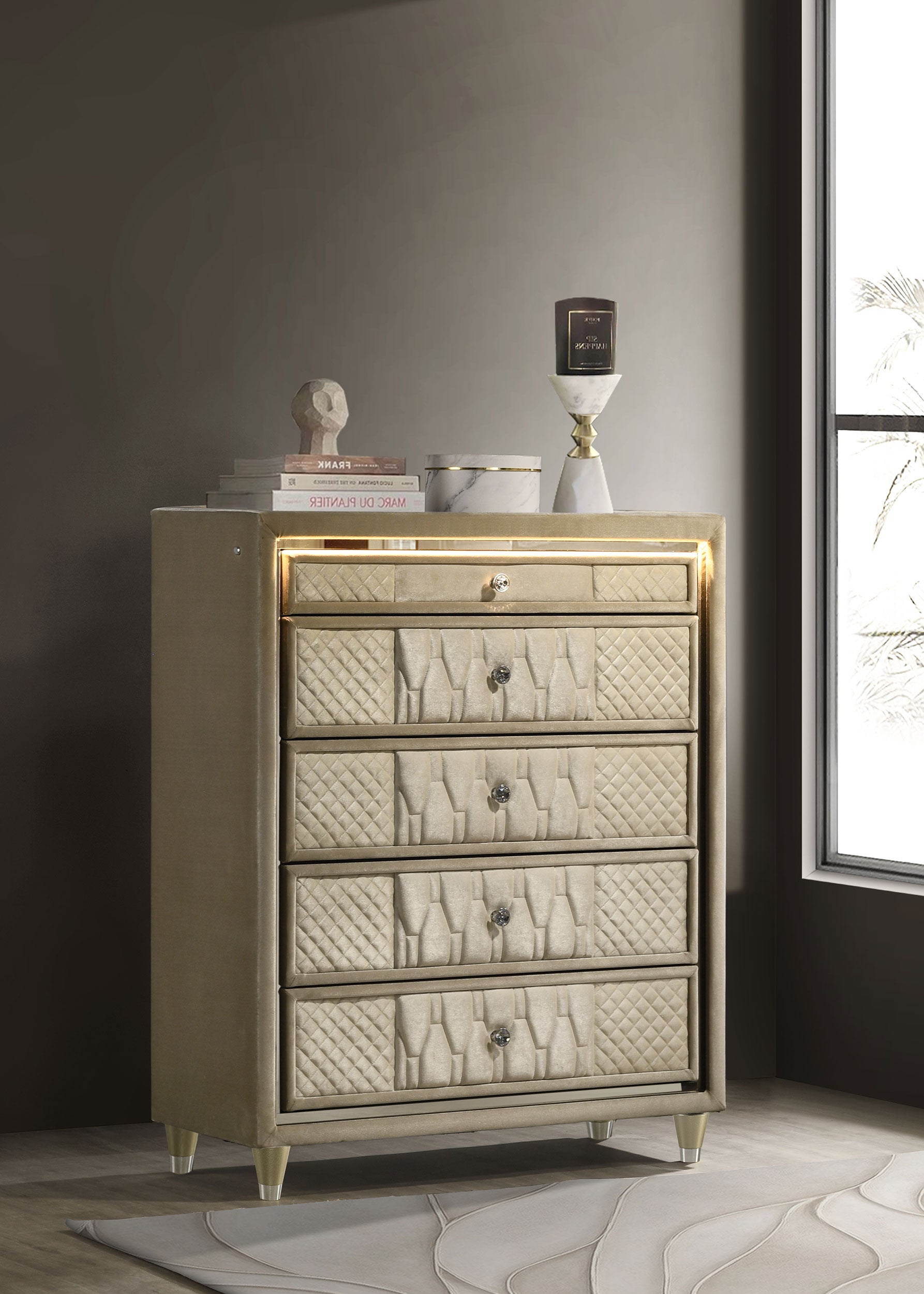 Lorient Chest of Drawers with LED Lighting - Romeo & Juliet Furniture (Warren,MI)