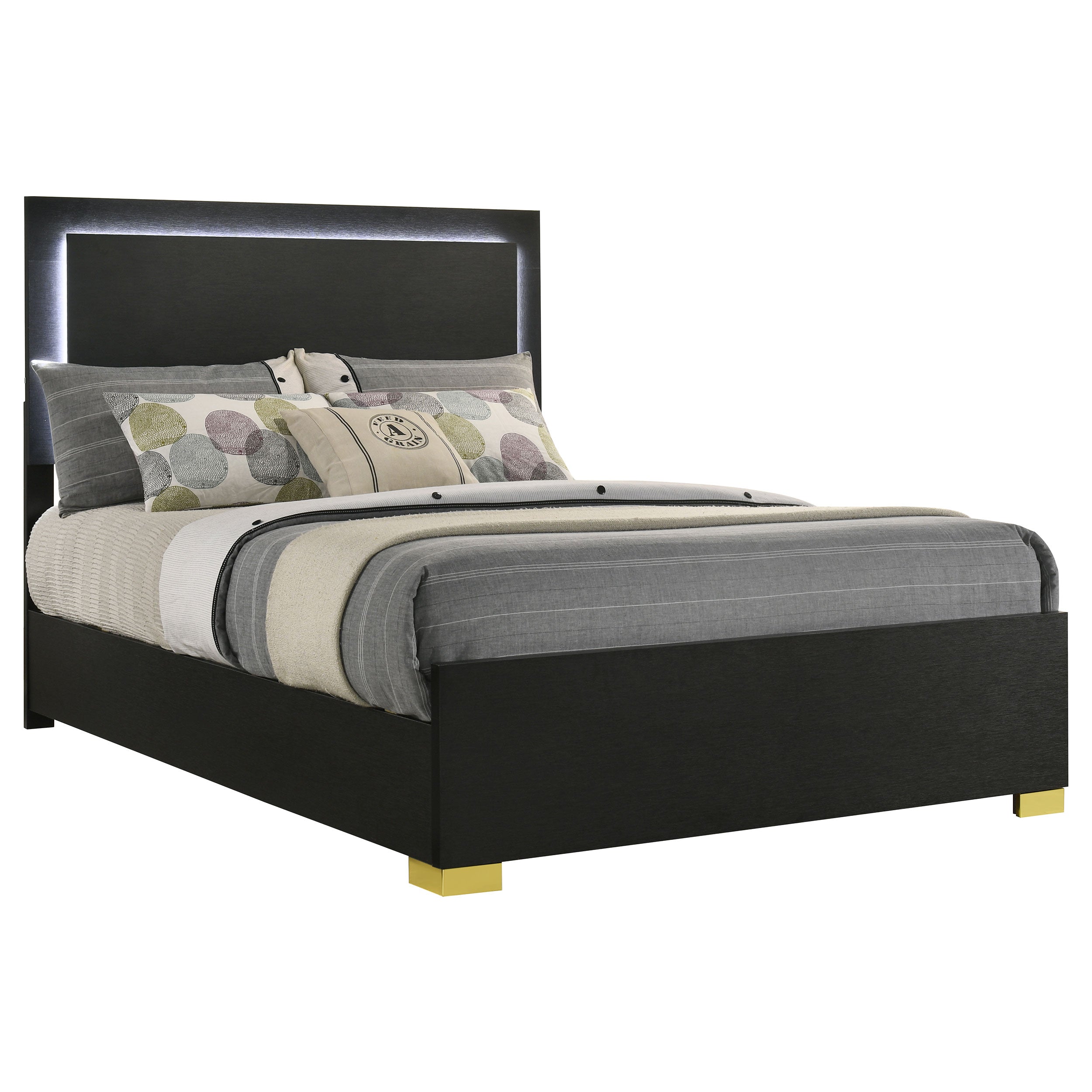 Marceline Panel Bed with LED Lighting - Romeo & Juliet Furniture (Warren,MI)
