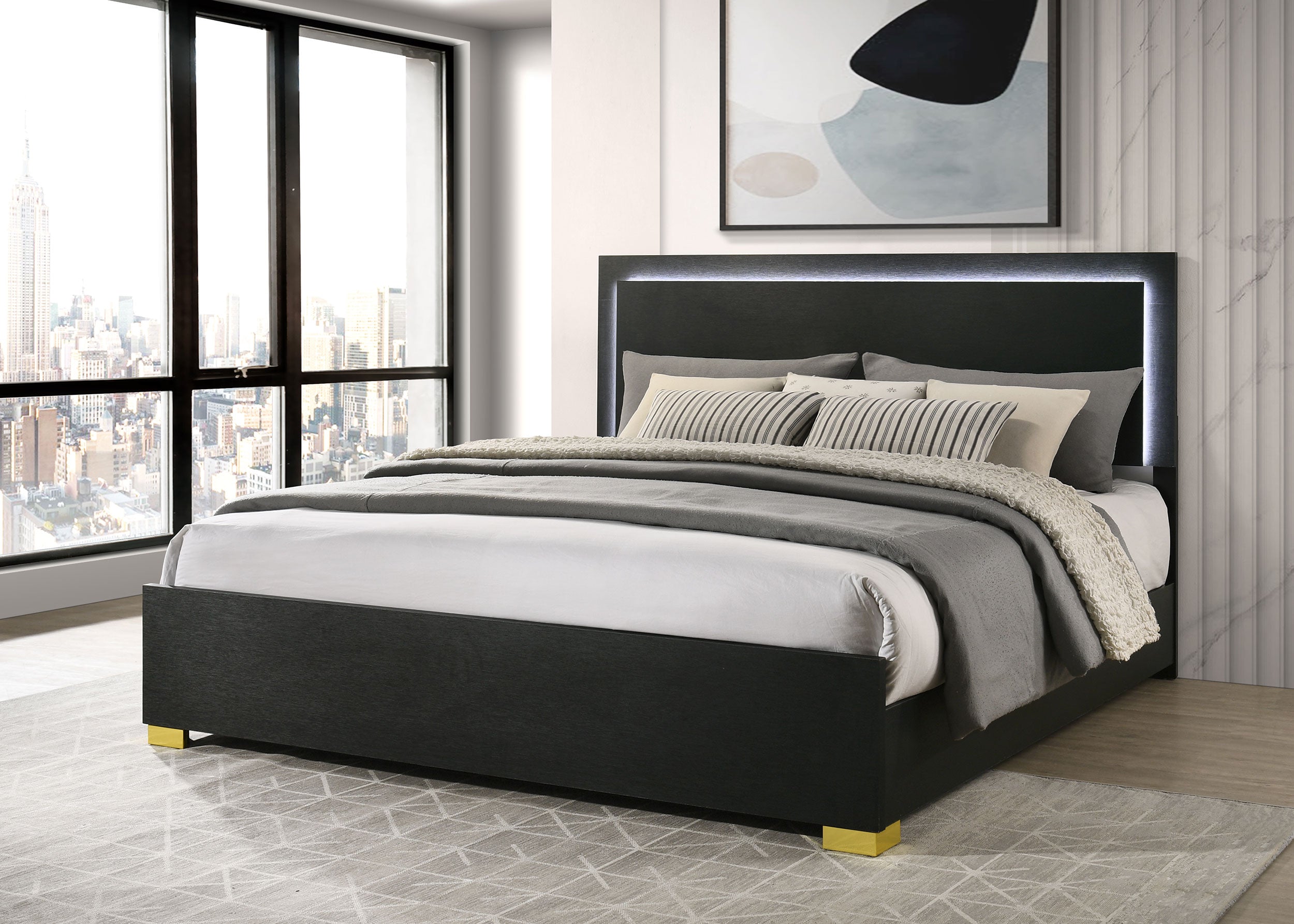 Marceline Panel Bed with LED Lighting