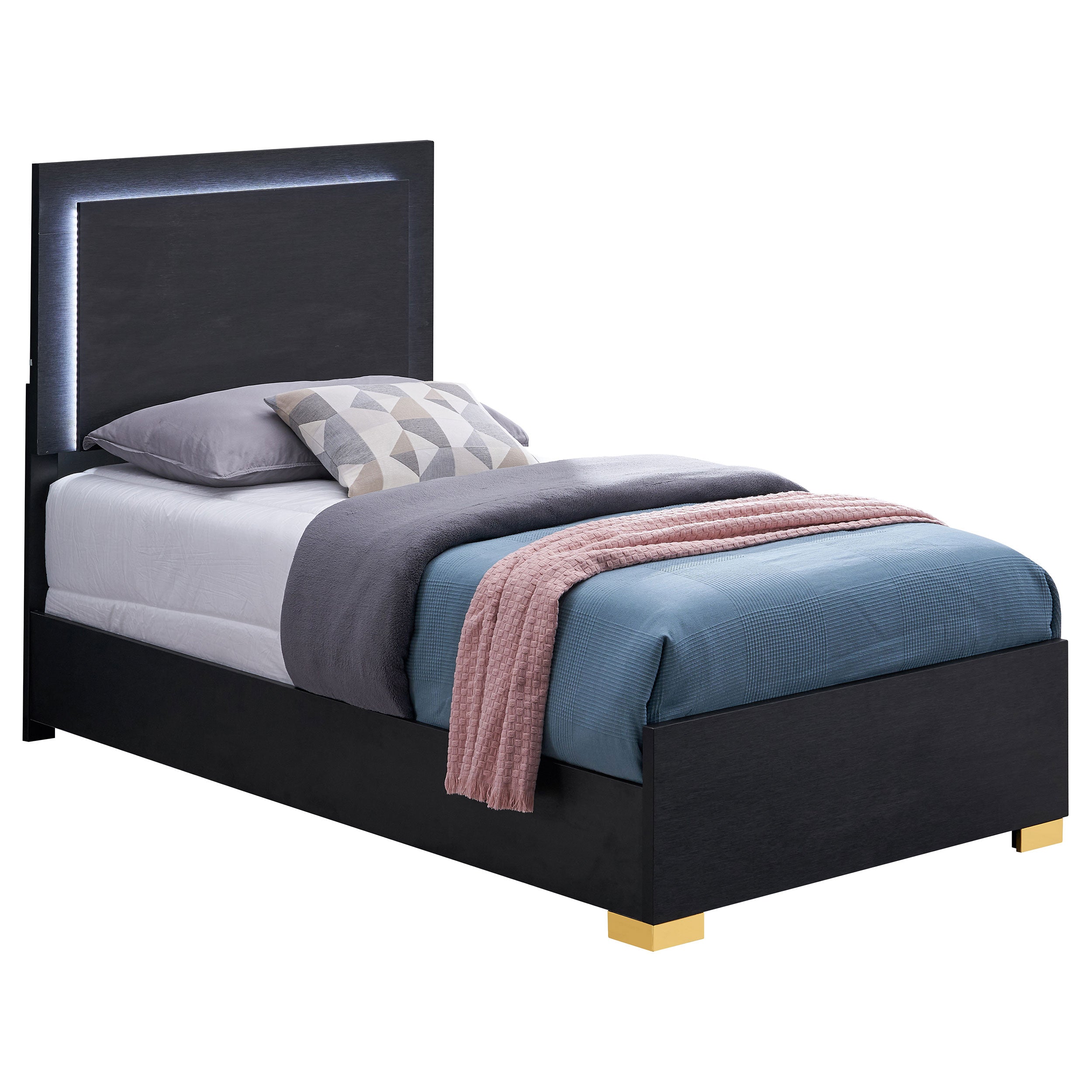 Marceline Panel Bed with LED Lighting - Romeo & Juliet Furniture (Warren,MI)