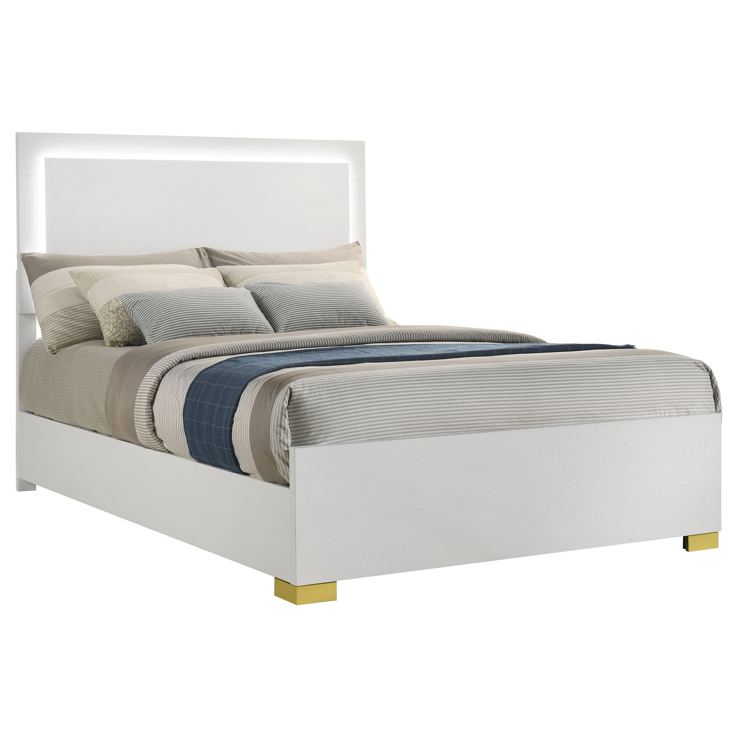 Marceline Panel Bed with LED Lighting - Romeo & Juliet Furniture (Warren,MI)