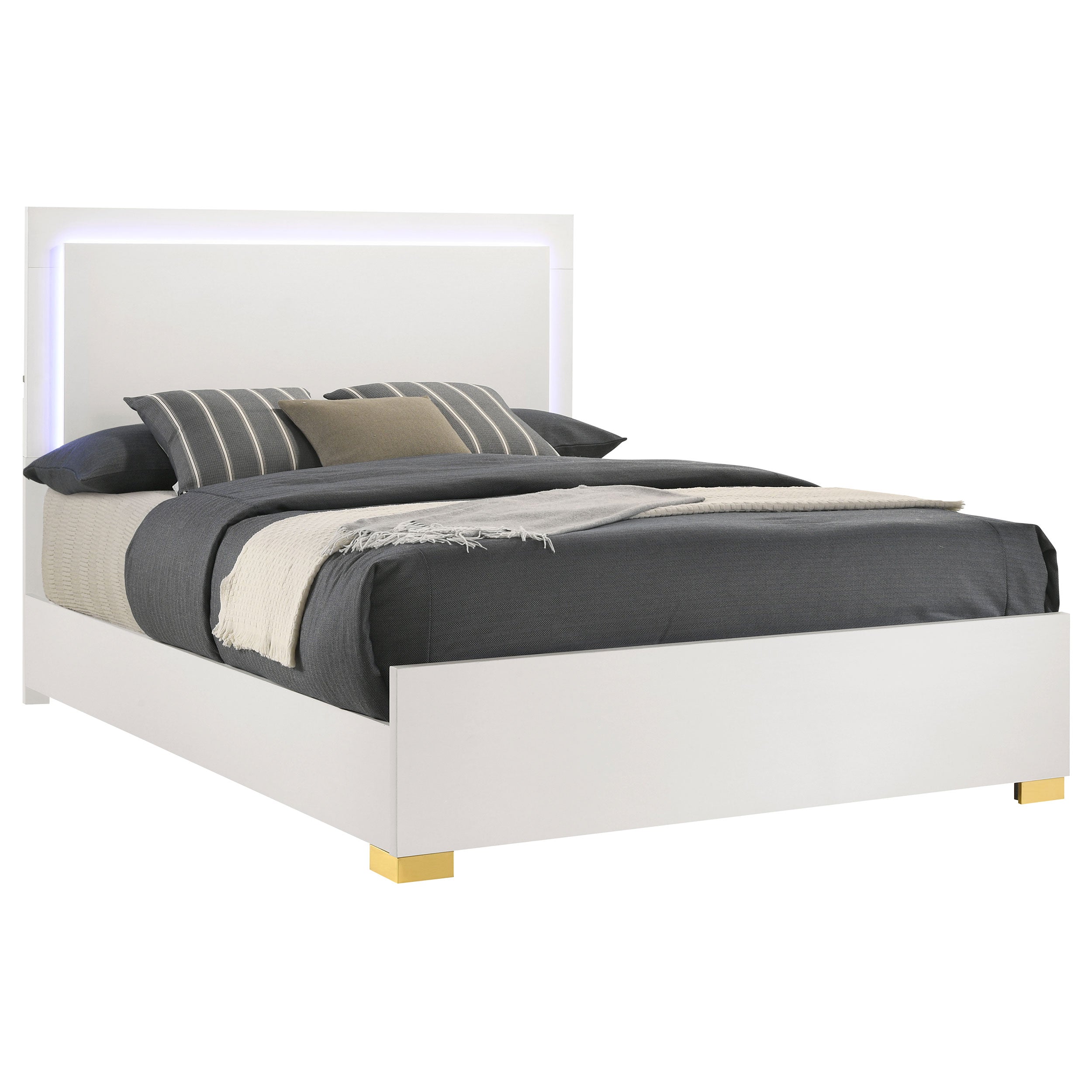 Marceline Panel Bed with LED Lighting - Romeo & Juliet Furniture (Warren,MI)