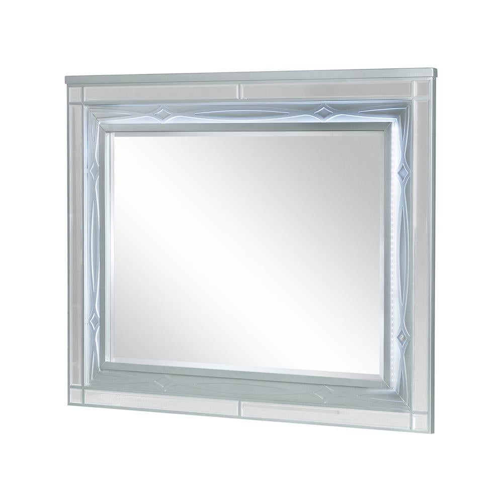 Gunnison Dresser Mirror with LED Lighting Silver Metallic - Romeo & Juliet Furniture (Warren,MI)