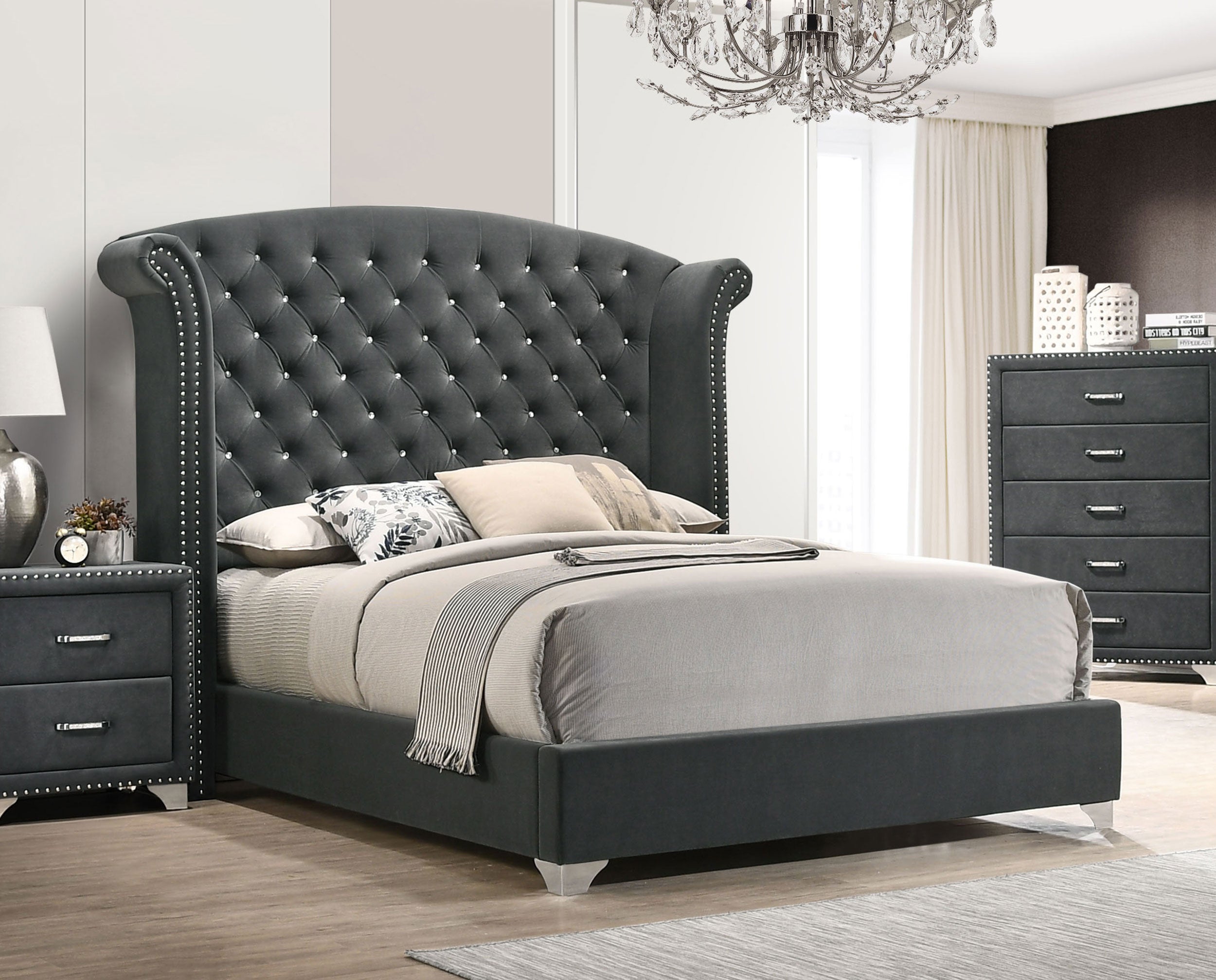Melody Wingback Bed - Romeo & Juliet Furniture (Warren,MI)