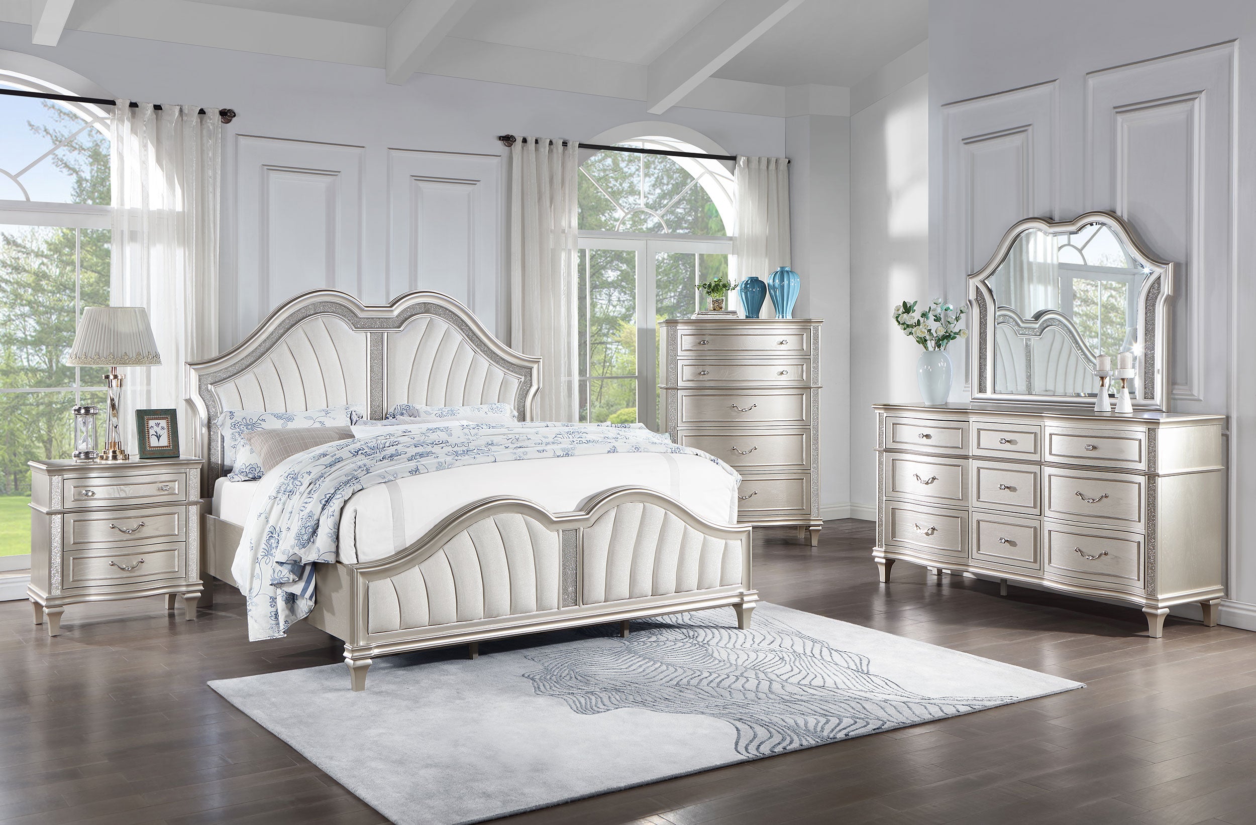 Evangeline Panel Bed with LED Lighting - Romeo & Juliet Furniture (Warren,MI)