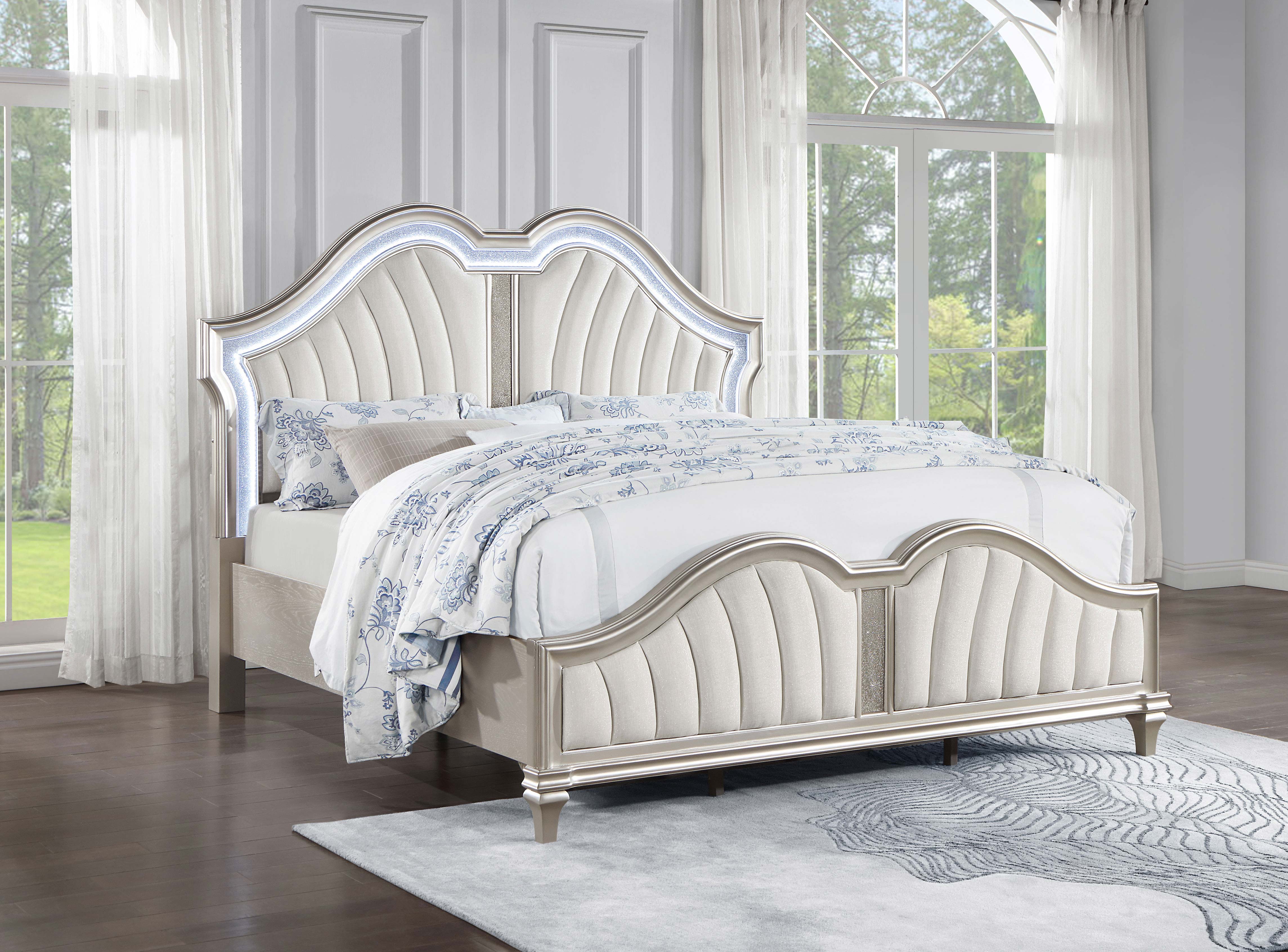 Evangeline Panel Bed with LED Lighting - Romeo & Juliet Furniture (Warren,MI)