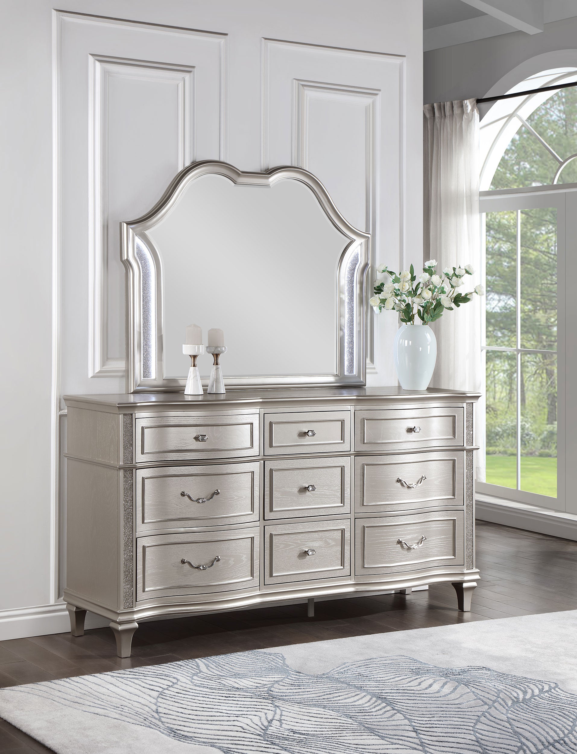 Evangeline Dresser with Mirror - Romeo & Juliet Furniture (Warren,MI)