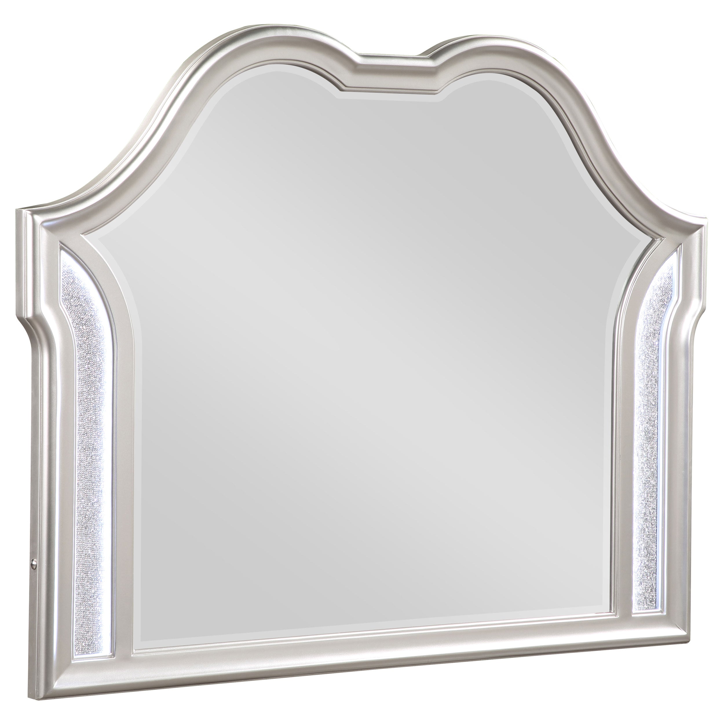 Evangeline Camel Top Dresser Mirror Silver Oak - Romeo & Juliet Furniture (Warren,MI)