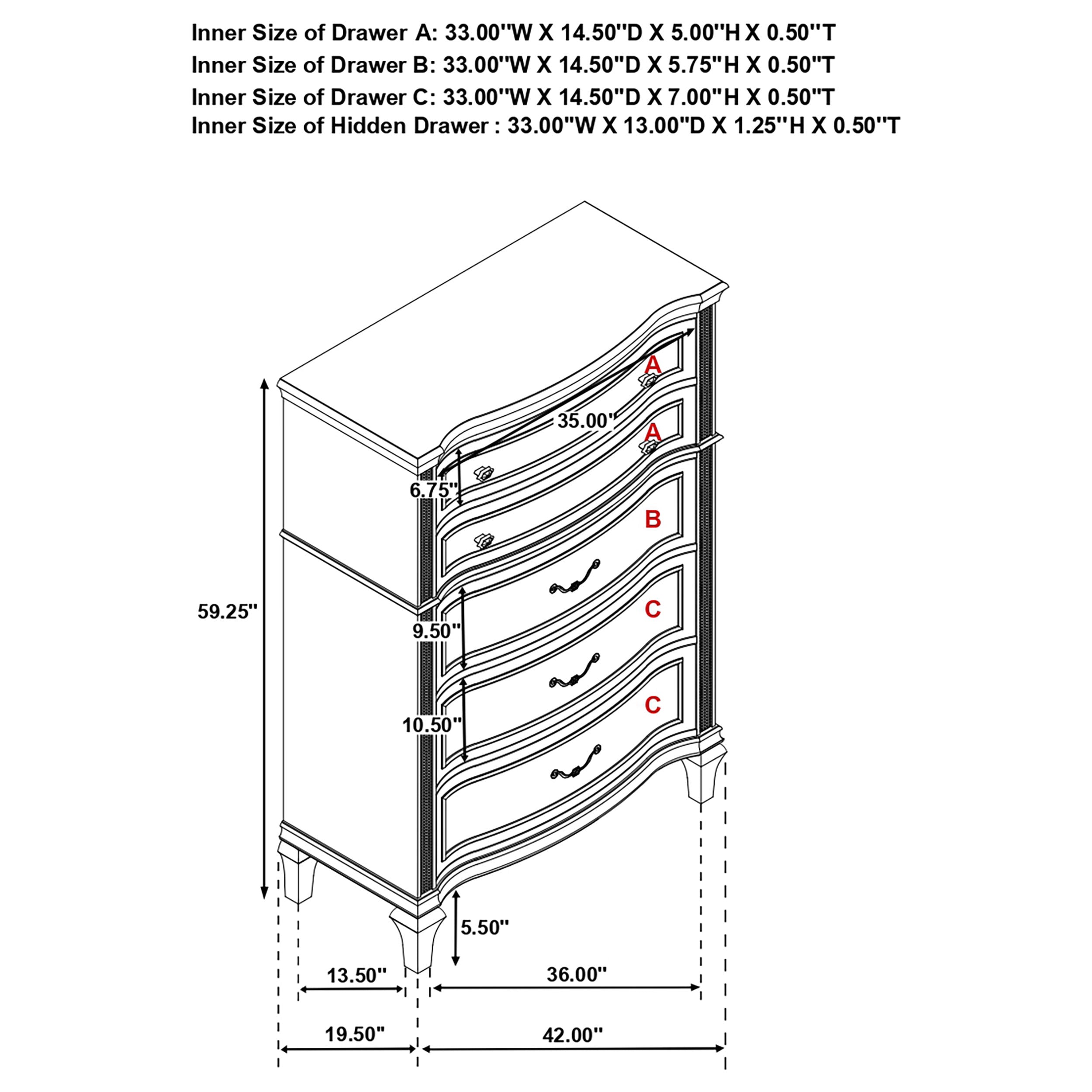 Evangeline Chest of Drawers - Romeo & Juliet Furniture (Warren,MI)