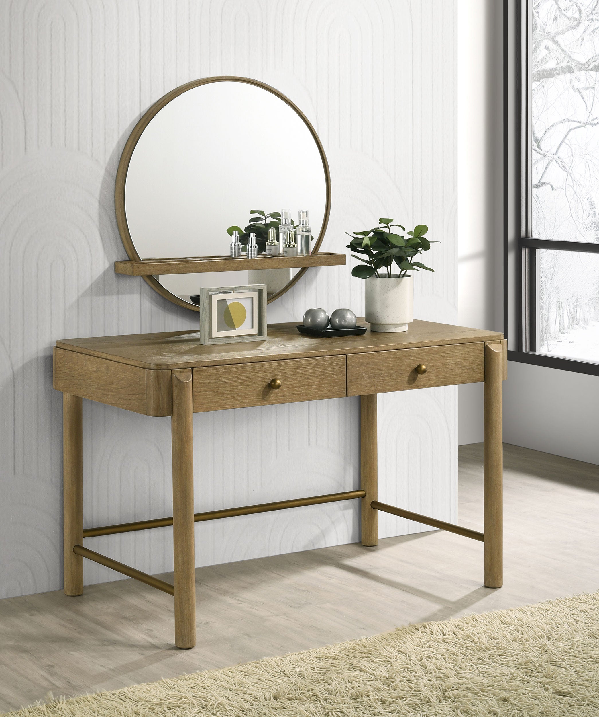 Arini Makeup Vanity Table with Wall Mirror - Romeo & Juliet Furniture (Warren,MI)