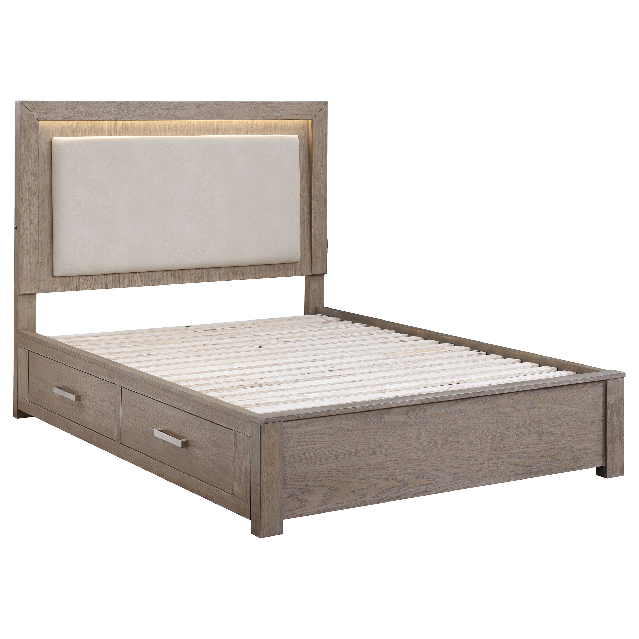 Kenora Panel Platform Storage Bed with LED Lighting - Romeo & Juliet Furniture (Warren,MI)
