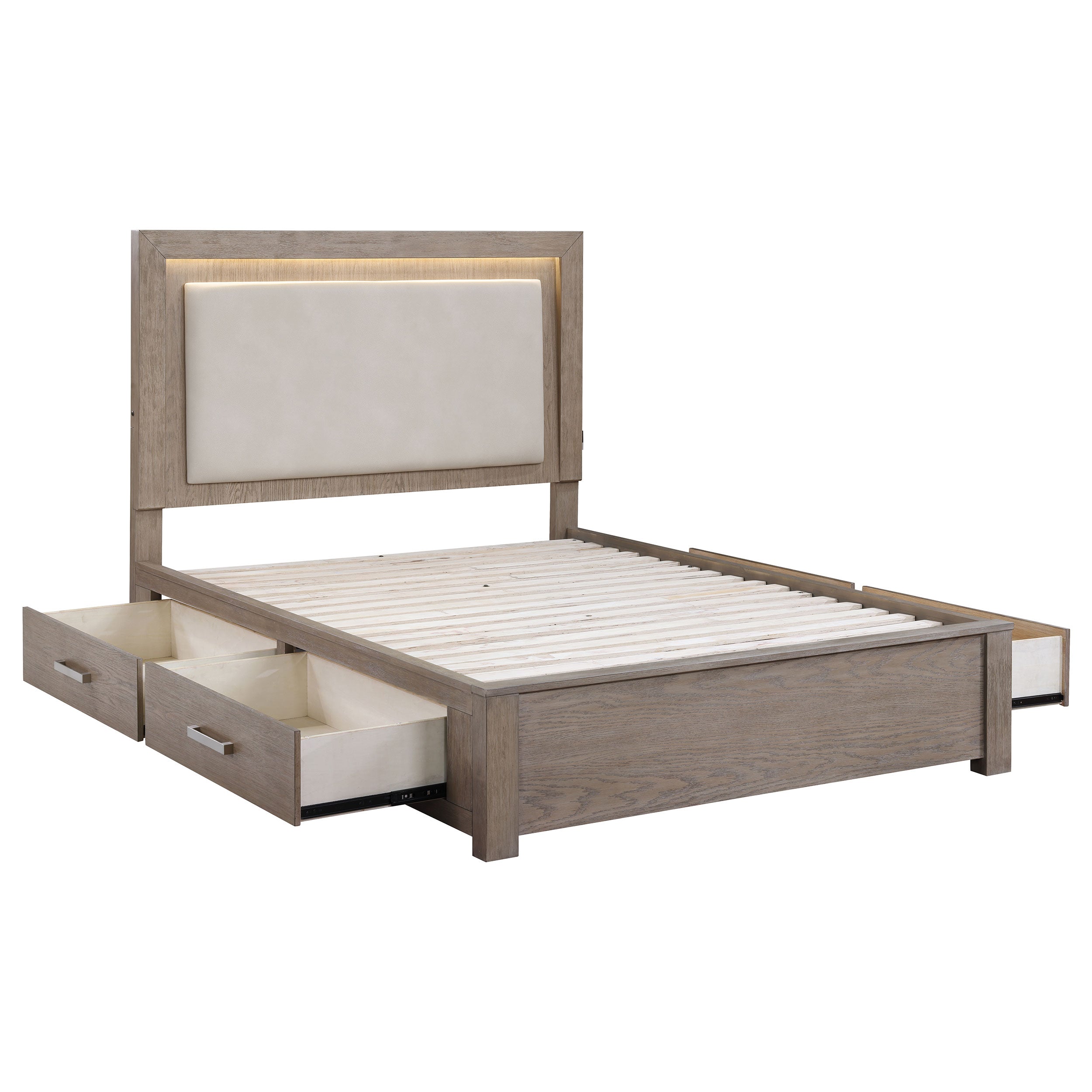 Kenora Panel Platform Storage Bed with LED Lighting - Romeo & Juliet Furniture (Warren,MI)