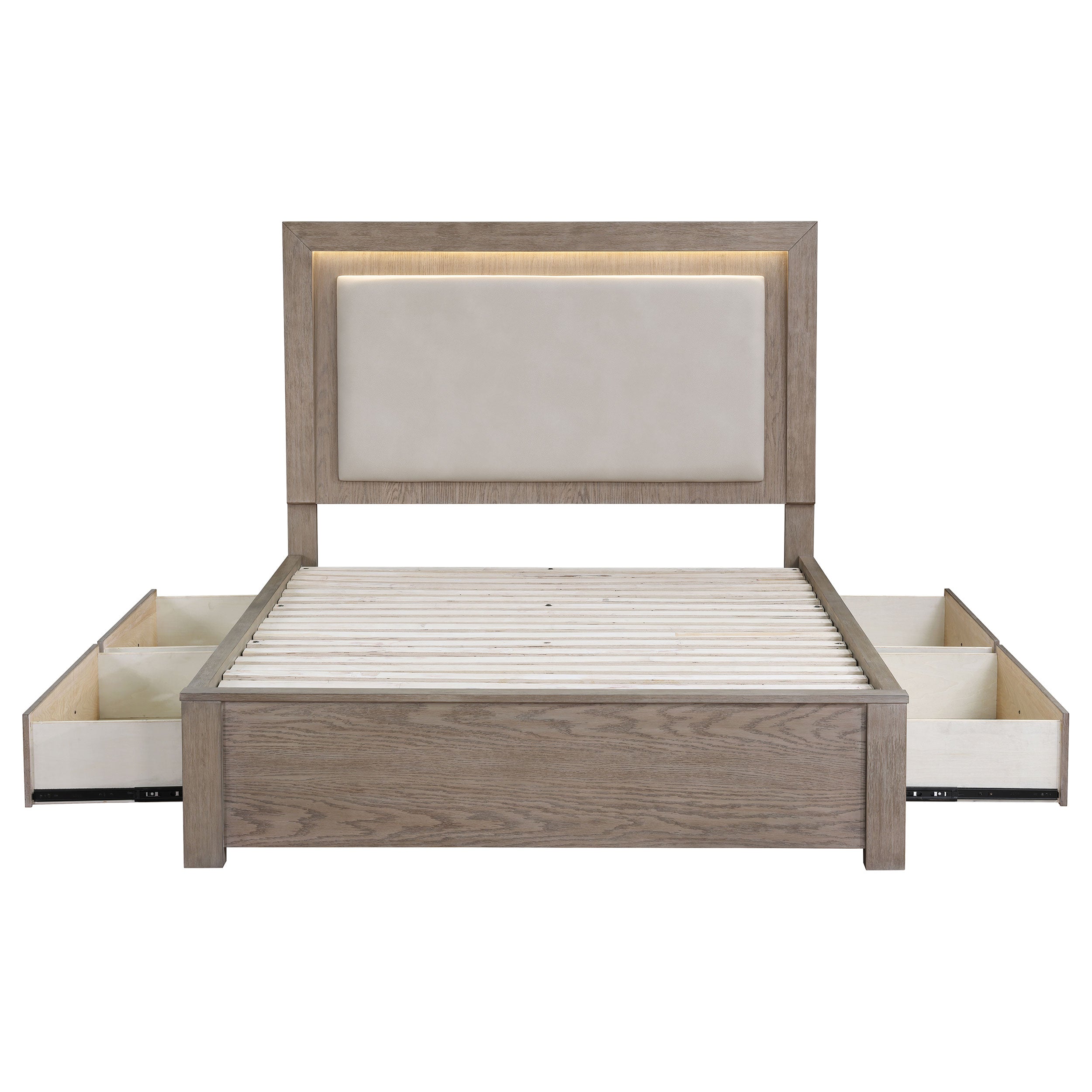 Kenora Panel Platform Storage Bed with LED Lighting - Romeo & Juliet Furniture (Warren,MI)
