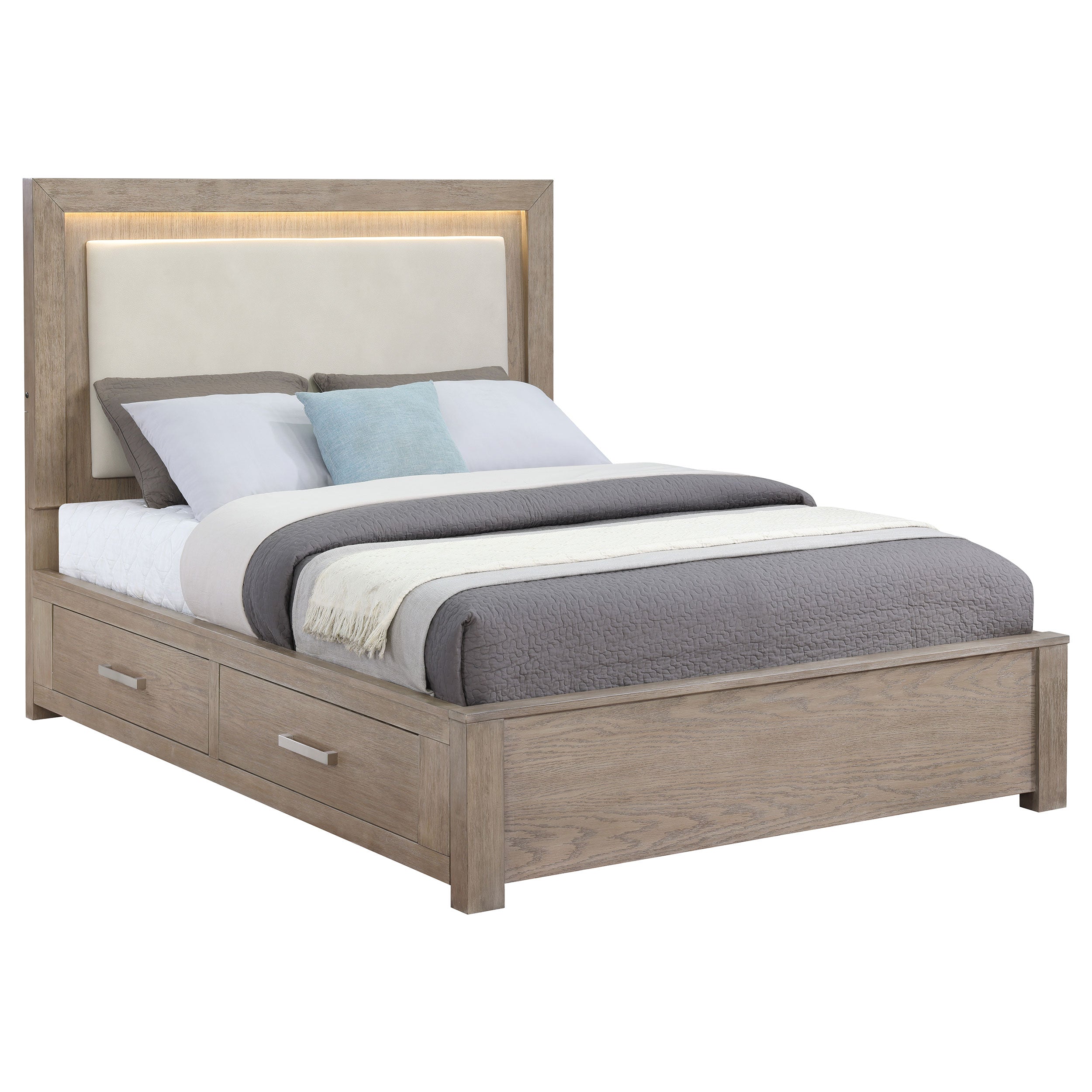 Kenora Panel Platform Storage Bed with LED Lighting - Romeo & Juliet Furniture (Warren,MI)