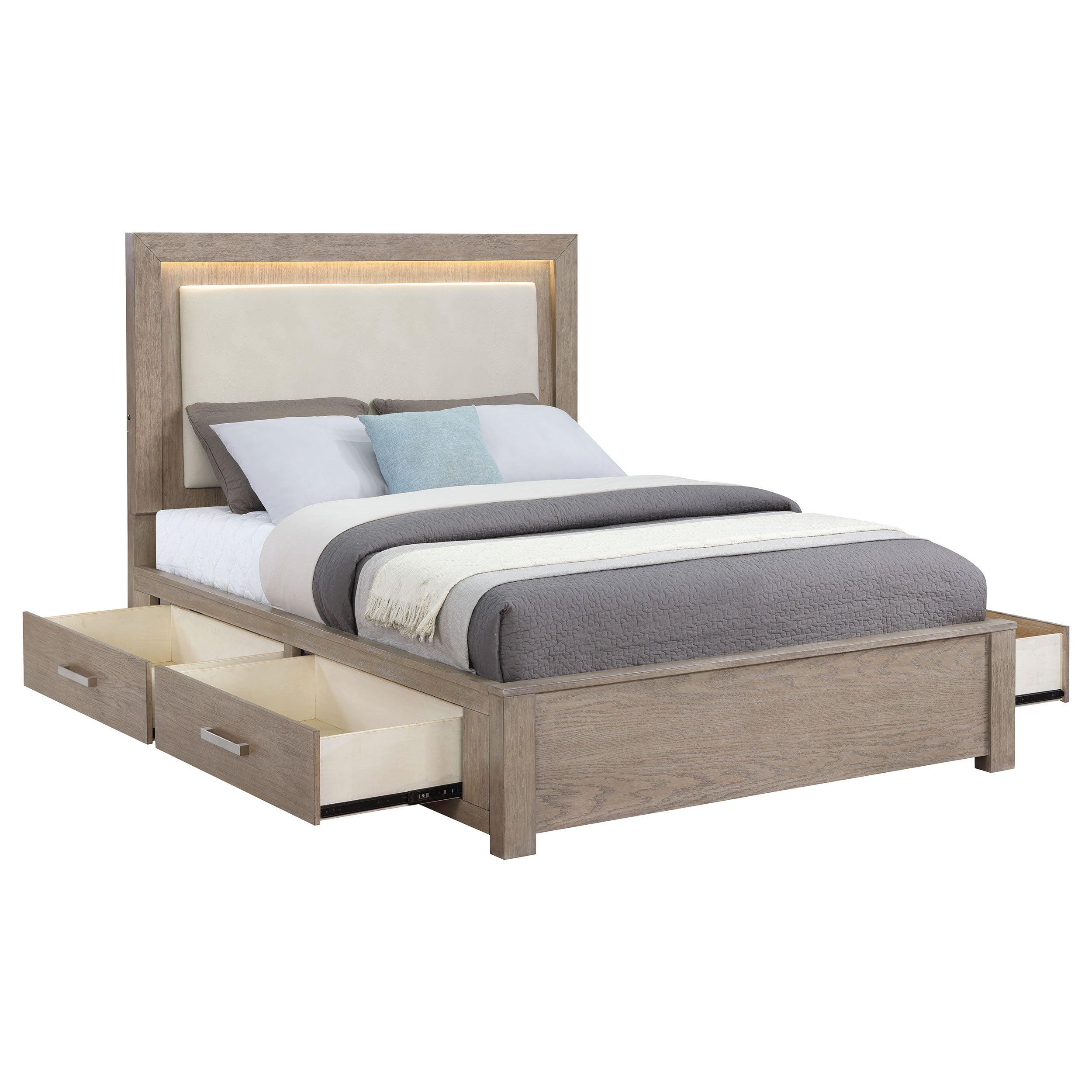Kenora Panel Platform Storage Bed with LED Lighting - Romeo & Juliet Furniture (Warren,MI)